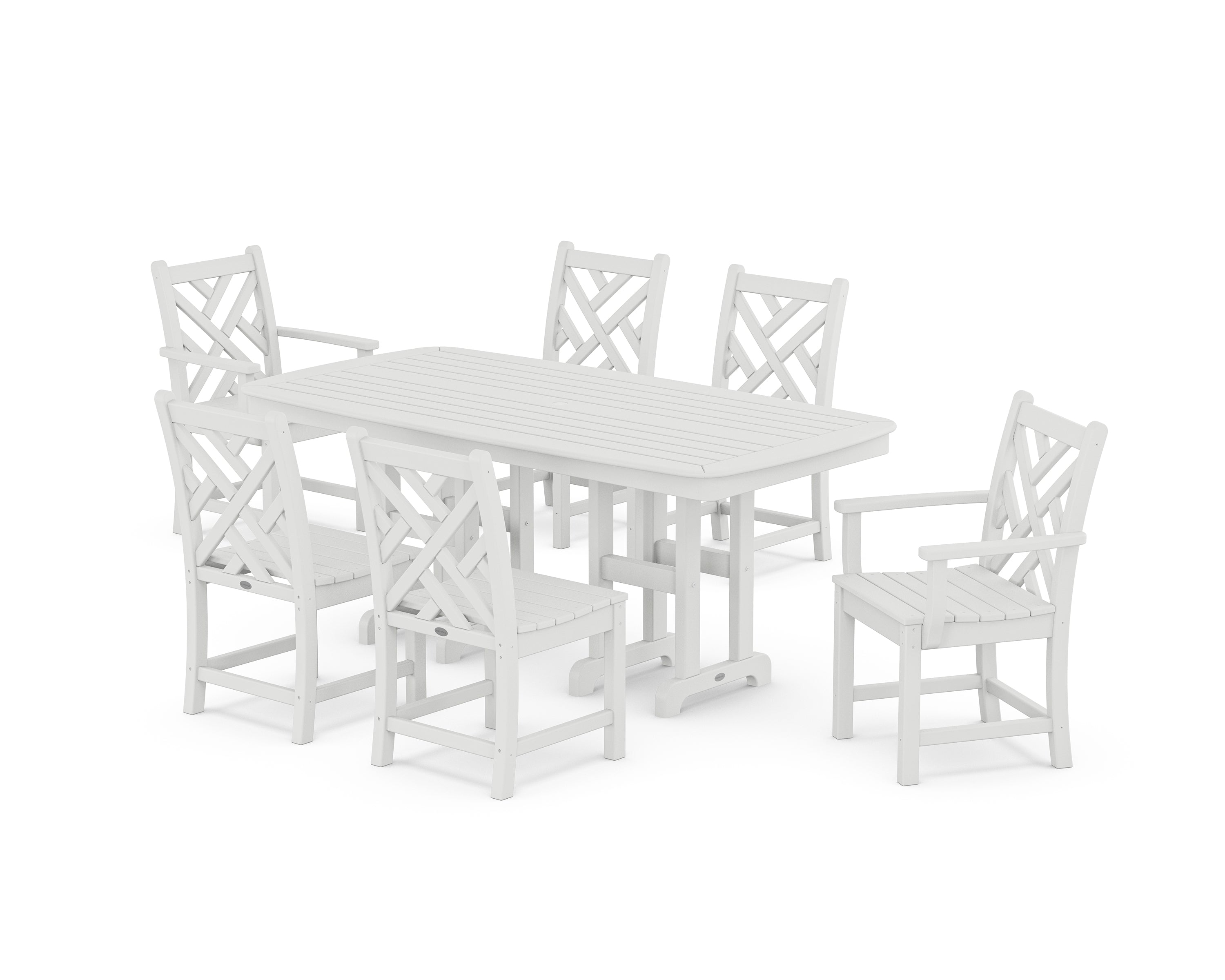 POLYWOOD Chippendale 7-Piece Outdoor Dining Set - Patio Furniture for Backyard, Poolside & Garden - All-Weather Resin Wicker Table & Chairs