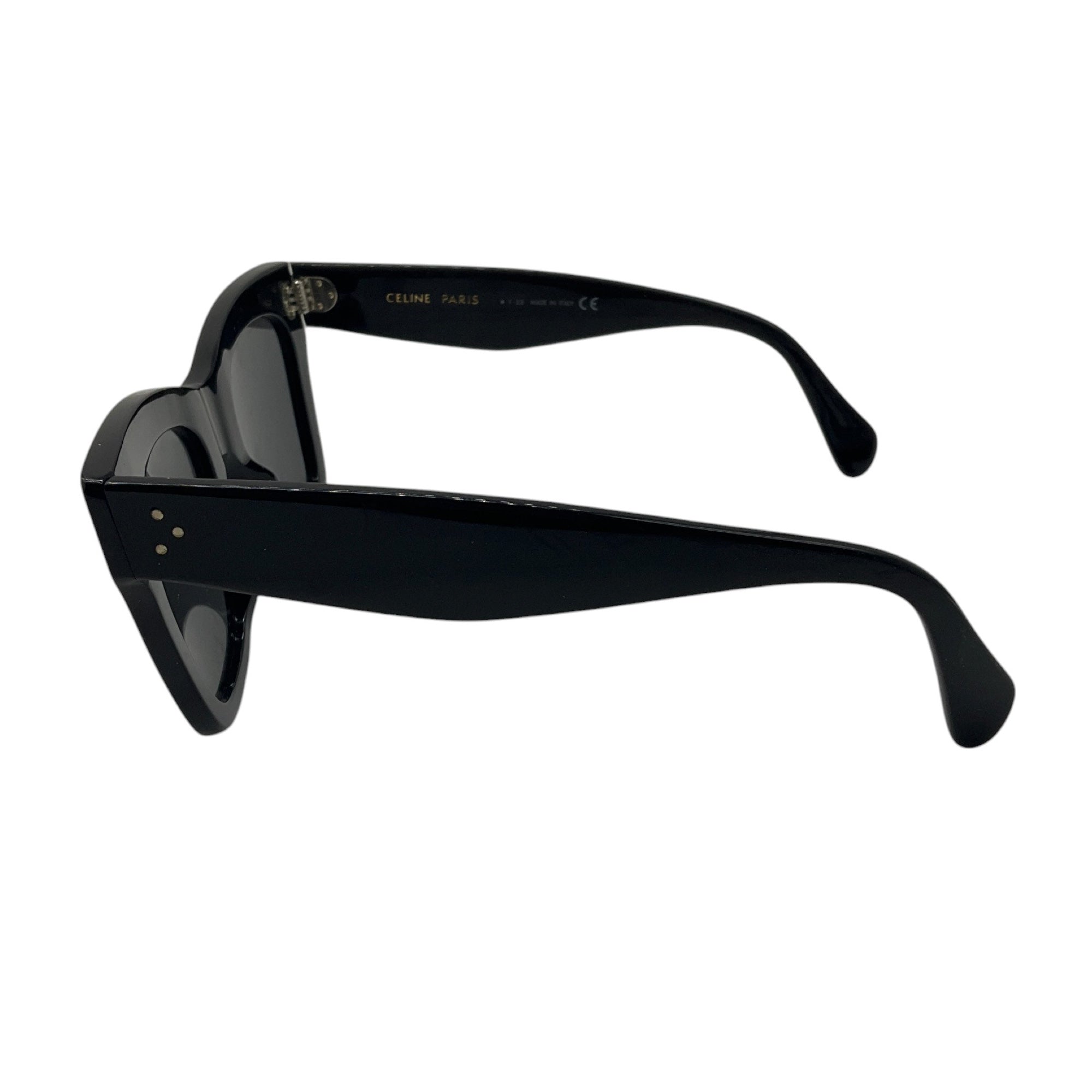 Celine Black Shiny Rhinestone Embellished Cat Eye Acetate Sunglasses for Women - Luxury Designer Shades for Summer, Beach & Outdoor Fashion