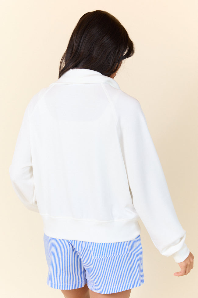 Going Pro White Half Zip Pocket Sweatshirt - Premium Pullover Hoodie for Men & Women | Gym, Running, Casual Wear