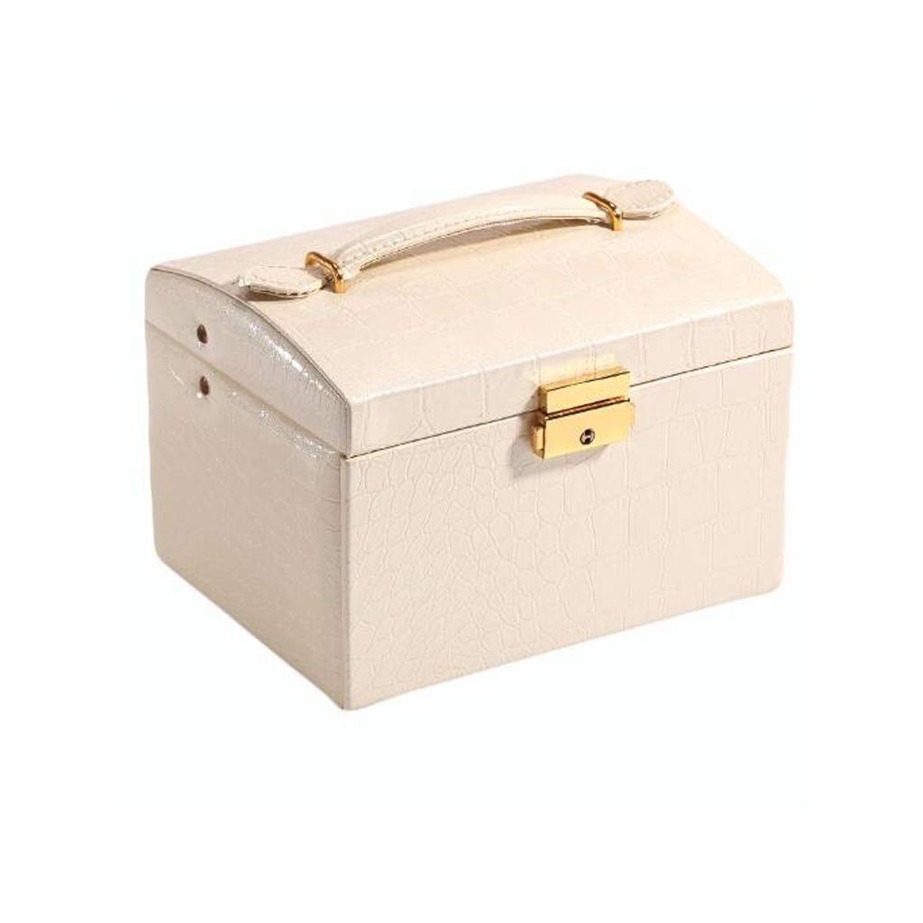 Portable Leather Jewelry Box with Lock - Classic Organizer for Earrings, Rings, Necklaces & Bracelets - Perfect Gift for Women & Girls (Yellow) | Travel, Home Storage & Gift Giving