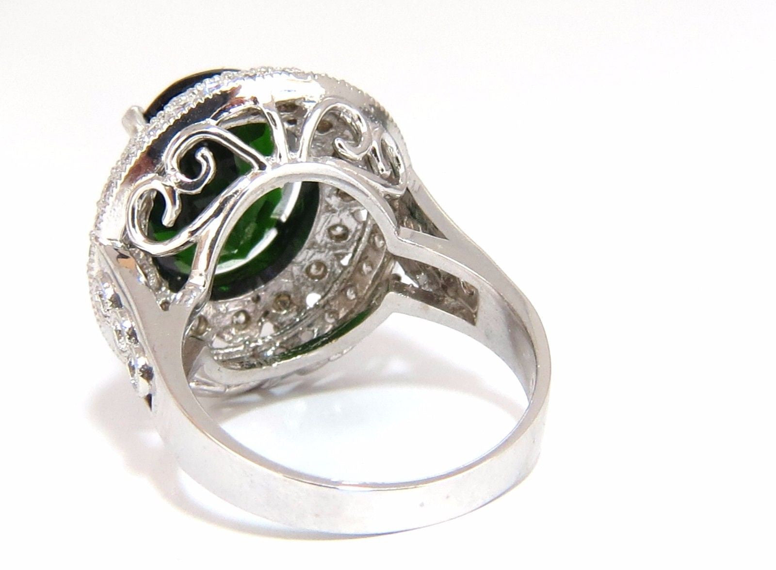 6.71CT GIA Certified Natural Vivid Green Diopside Halo Diamond Ring in 14K Gold - Elegant Engagement, Wedding & Anniversary Jewelry Gift for Women