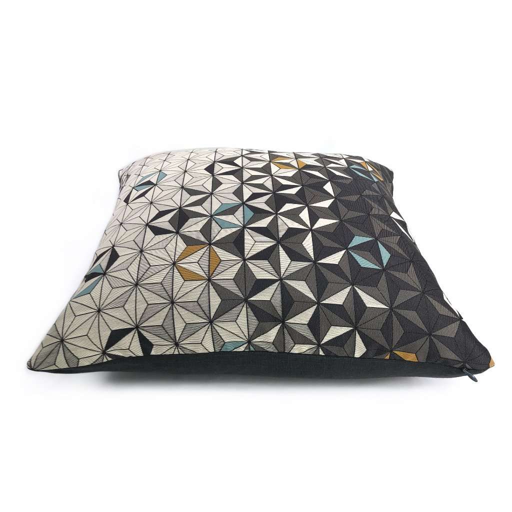 Fereio Gray Blue Mustard Tessellated Triangles Pillow Cover - Modern Geometric Throw Pillow Case for Sofa, Bed, Couch - Home Decor & Living Room Accessories