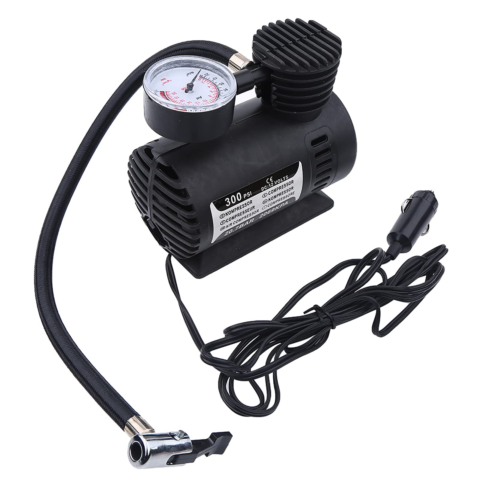TOPINCN Mini Air Compressor with Digital Pressure Gauge - 12V Portable Car Tire Pump 300 PSI for Cars, Motorcycles, Bikes & Sports Equipment | Emergency Roadside Assistance & Home Inflation Tool