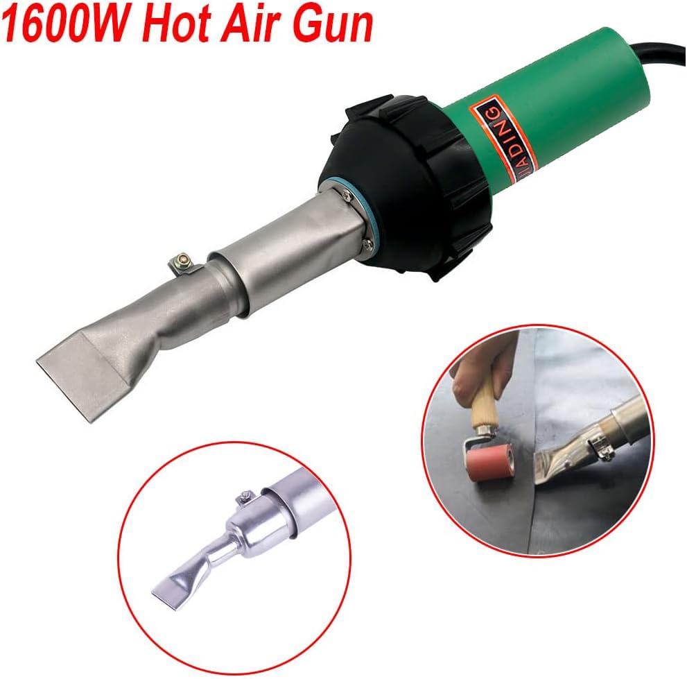110V 1600W Professional Hot Air Plastic Welder - PVC Welding Gun with Adjustable Speed Nozzle, Heat Element & Roller for Plastic Repair, DIY Projects & Industrial PVC Welding