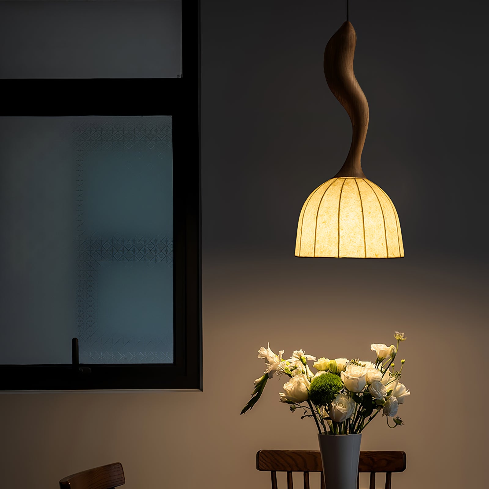 Elowen Handcrafted Twisted Wood Pendant Light - Modern Farmhouse Ceiling Lighting for Dining Room, Kitchen Island & Bedroom Decor
