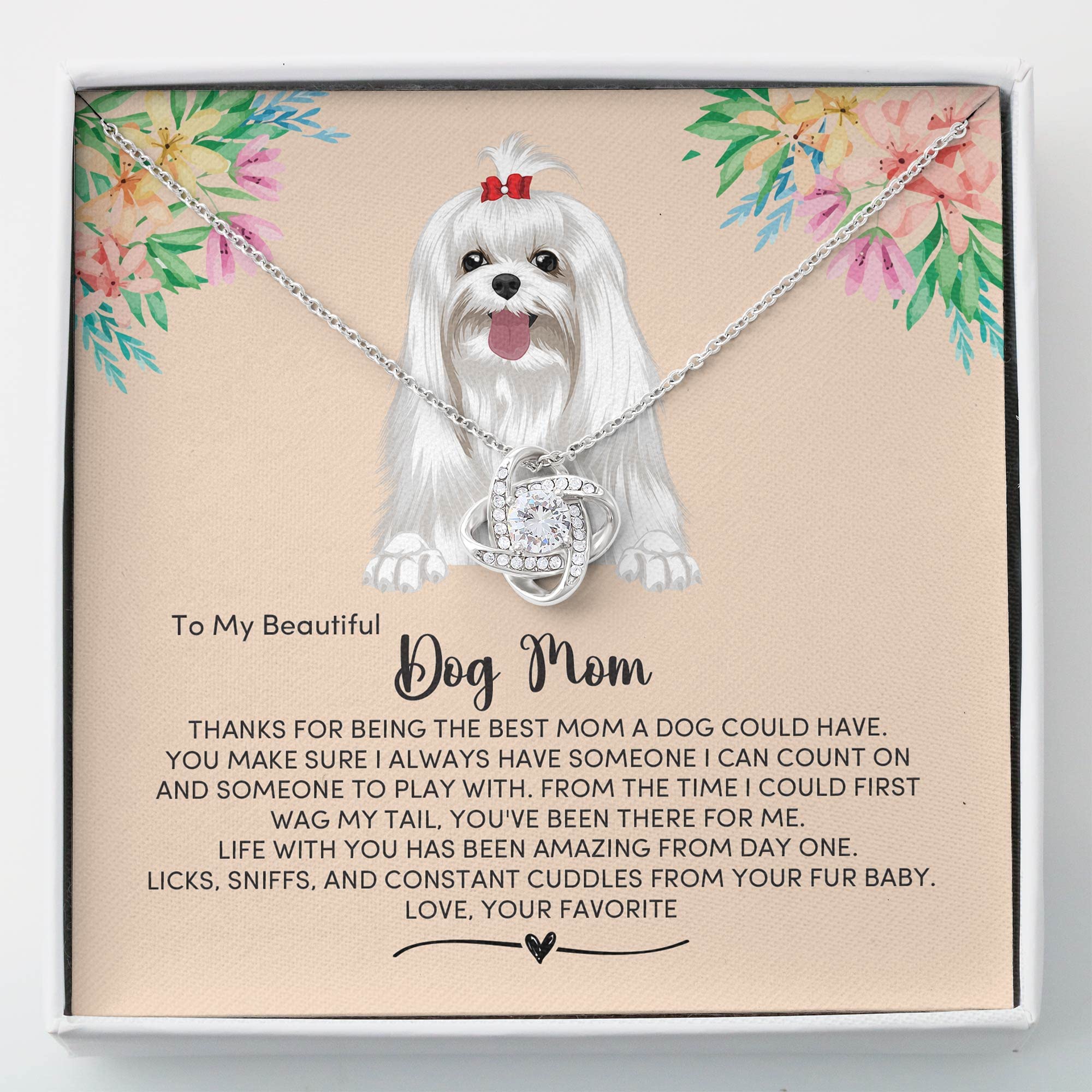 Personalized Maltese Dog Mom Necklace - Custom Dog Photo Message Jewelry Gift for Maltese Owners, Fur Moms & Paw Mums - Perfect for Mother's Day, Birthday & Pet Lover Gifts