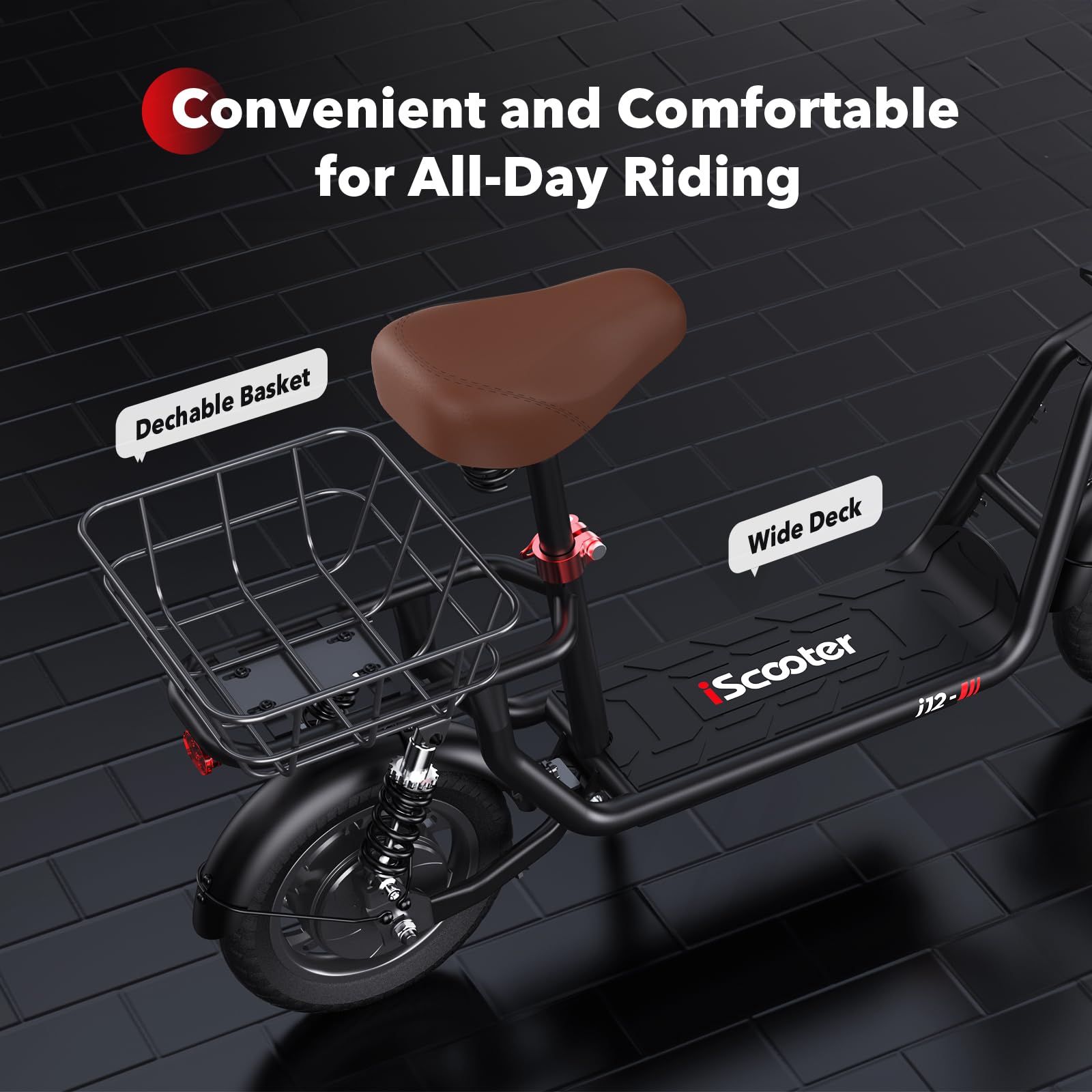 iScooter Electric Scooter with Seat - 37/21 Miles Long Range, 28/19/15.6 MPH Top Speed, 14
