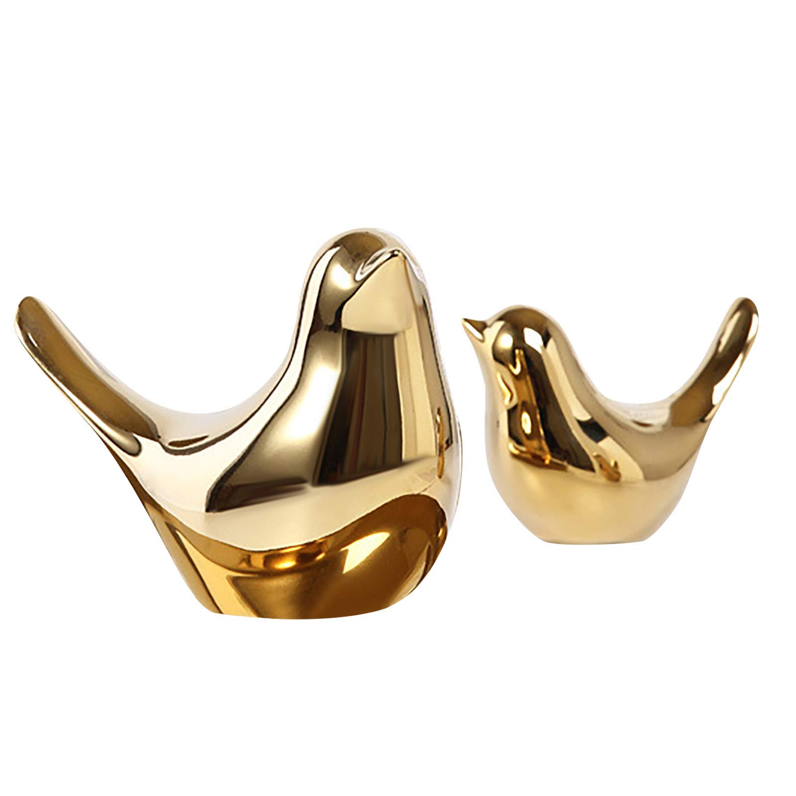 Golden Birds Figurine Set - Modern Minimalist Scandinavian Style Ceramic Decor for Living Room, Desktop, Wedding Gifts - Perfect for Home Decor, Housewarming & Anniversary Presents