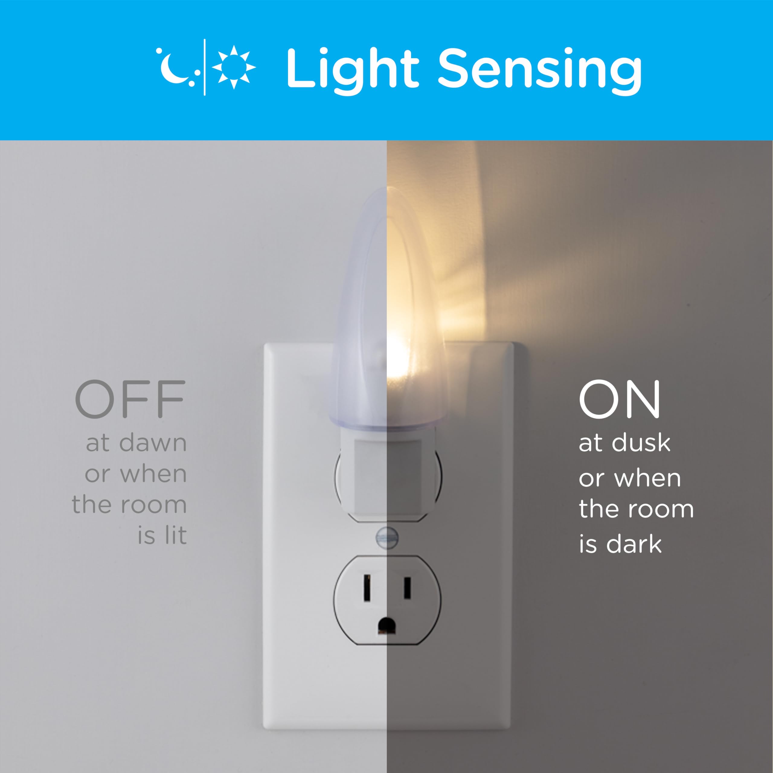 Lights by Night LED Night Light Plug-in with Dusk to Dawn Sensor - Warm White UL-Certified Energy Efficient Nightlight for Bedroom Bathroom Nursery Hallway Kitchen (Model 11375) - Perfect for Safe Nighttime Navigation and Child Comfort