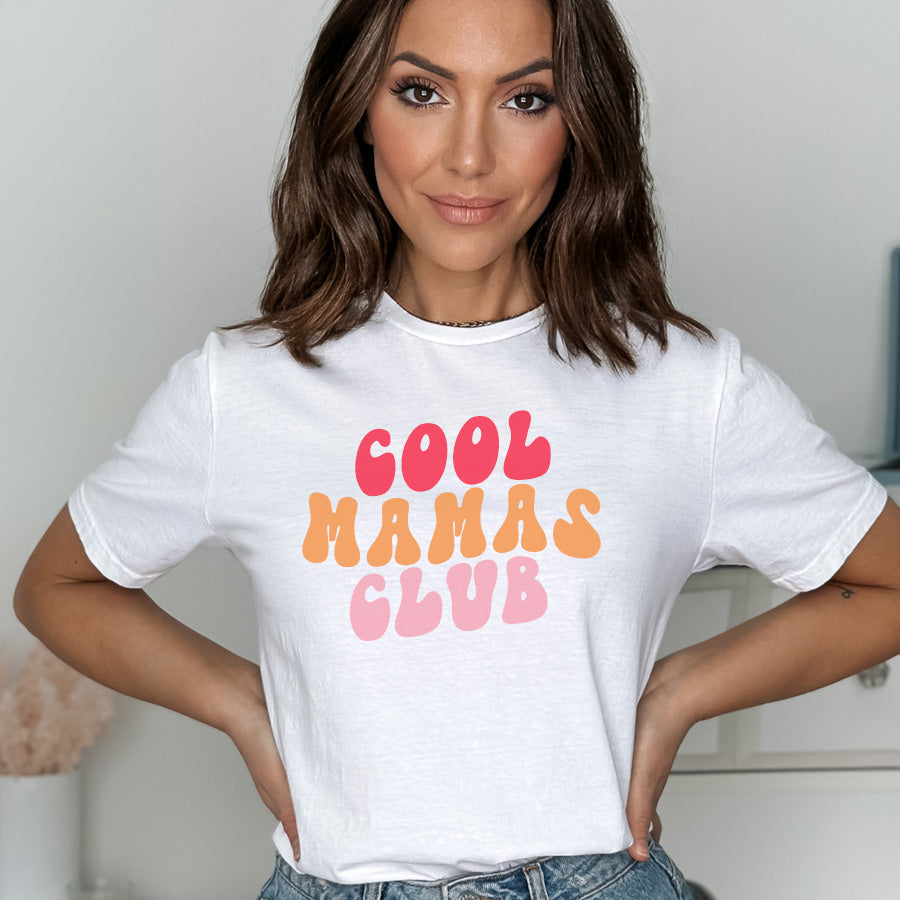 Cool Mamas Club Wave Graphic T-Shirt - Soft Cotton Women's Tee for Casual Wear, Beach Outings & Mom Life