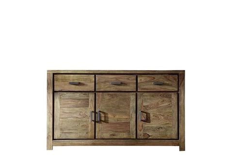 Gfine Solid Sheesham Wood Sideboard - 4 Doors & 2 Drawers, 145x45x86cm - Perfect for Living Room Storage & Dining Room Organization