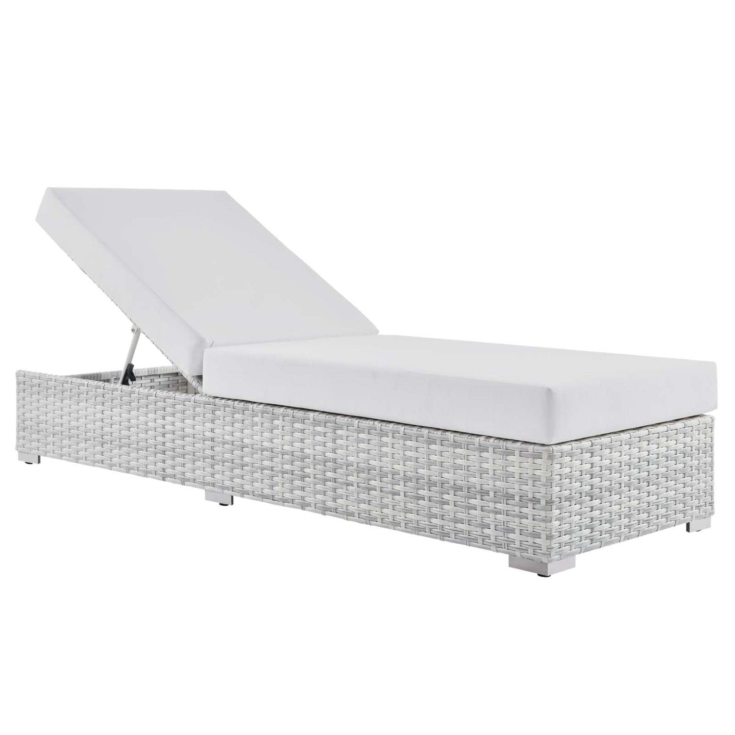 Modway Convene Outdoor Patio Chaise Lounge Chair - Light Gray White - 82.5