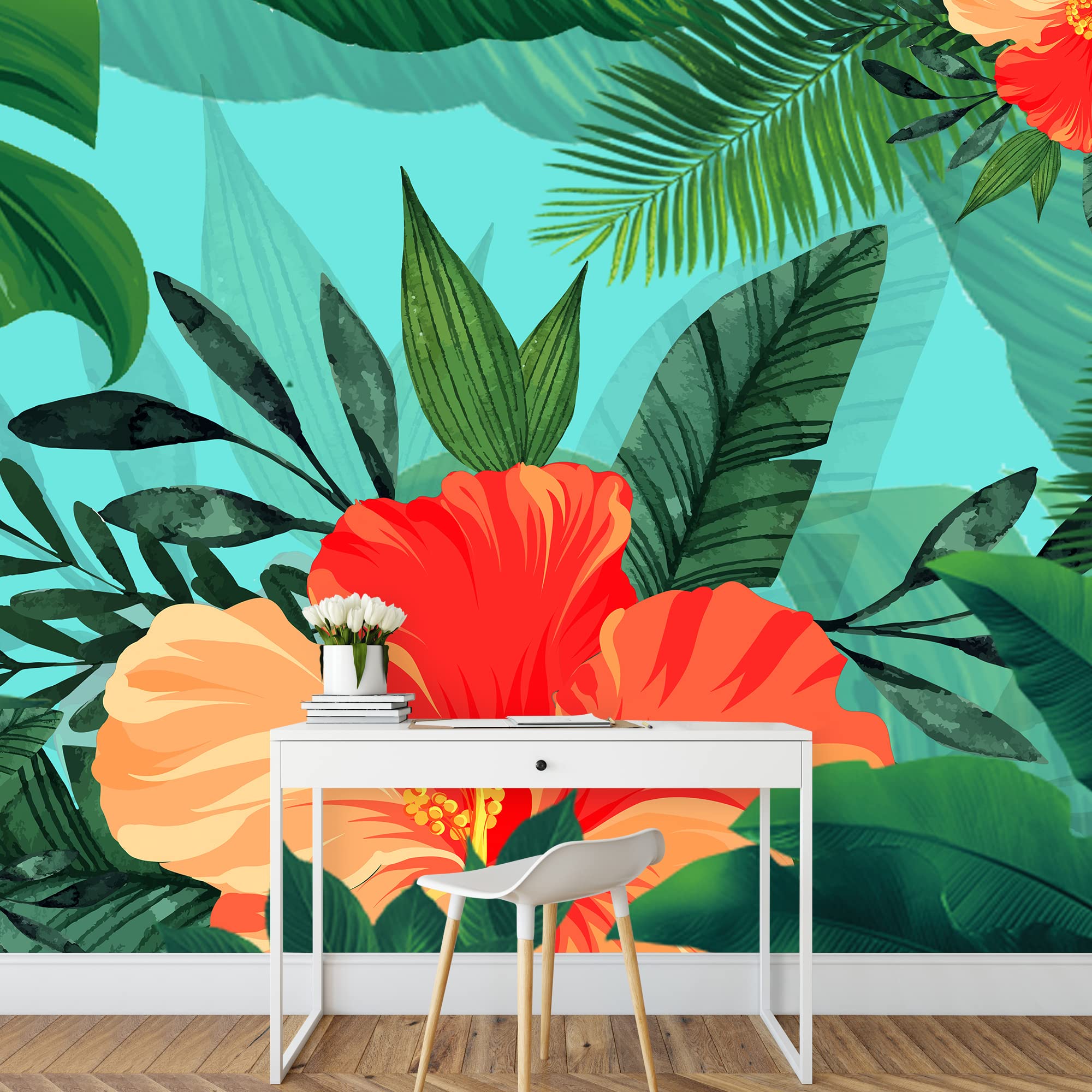 Green Plants & Animals Removable Wallpaper - Peel and Stick Wall Mural for Bedroom Decor (66x96 inches) | Perfect for Nursery, Kids Room & Home Office