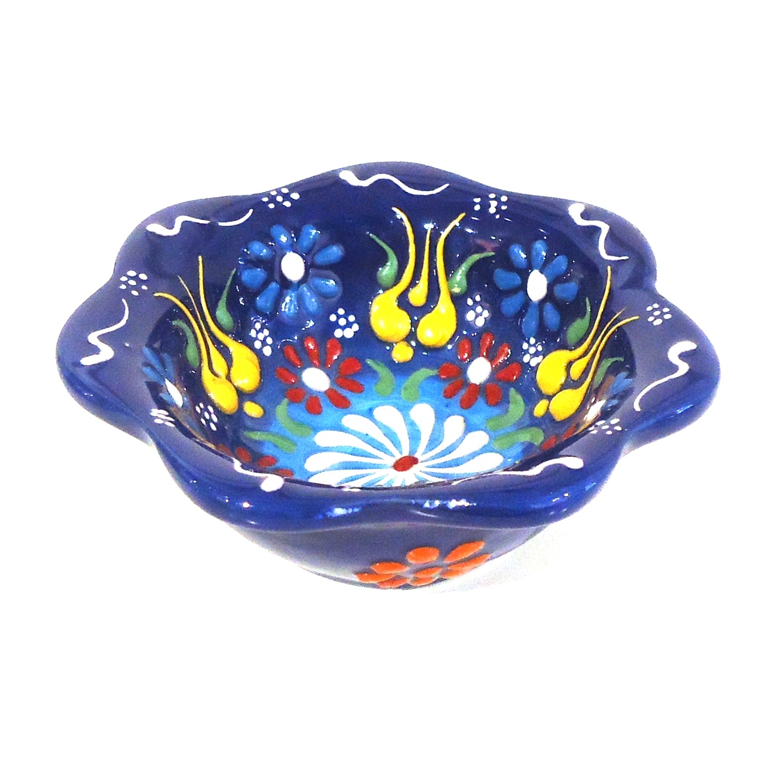 Blue Daisy Embossed Ceramic Bowl - Handmade Decorative Serving Bowl for Soup, Salad, Pasta - Perfect for Dining, Gifts & Home Decor