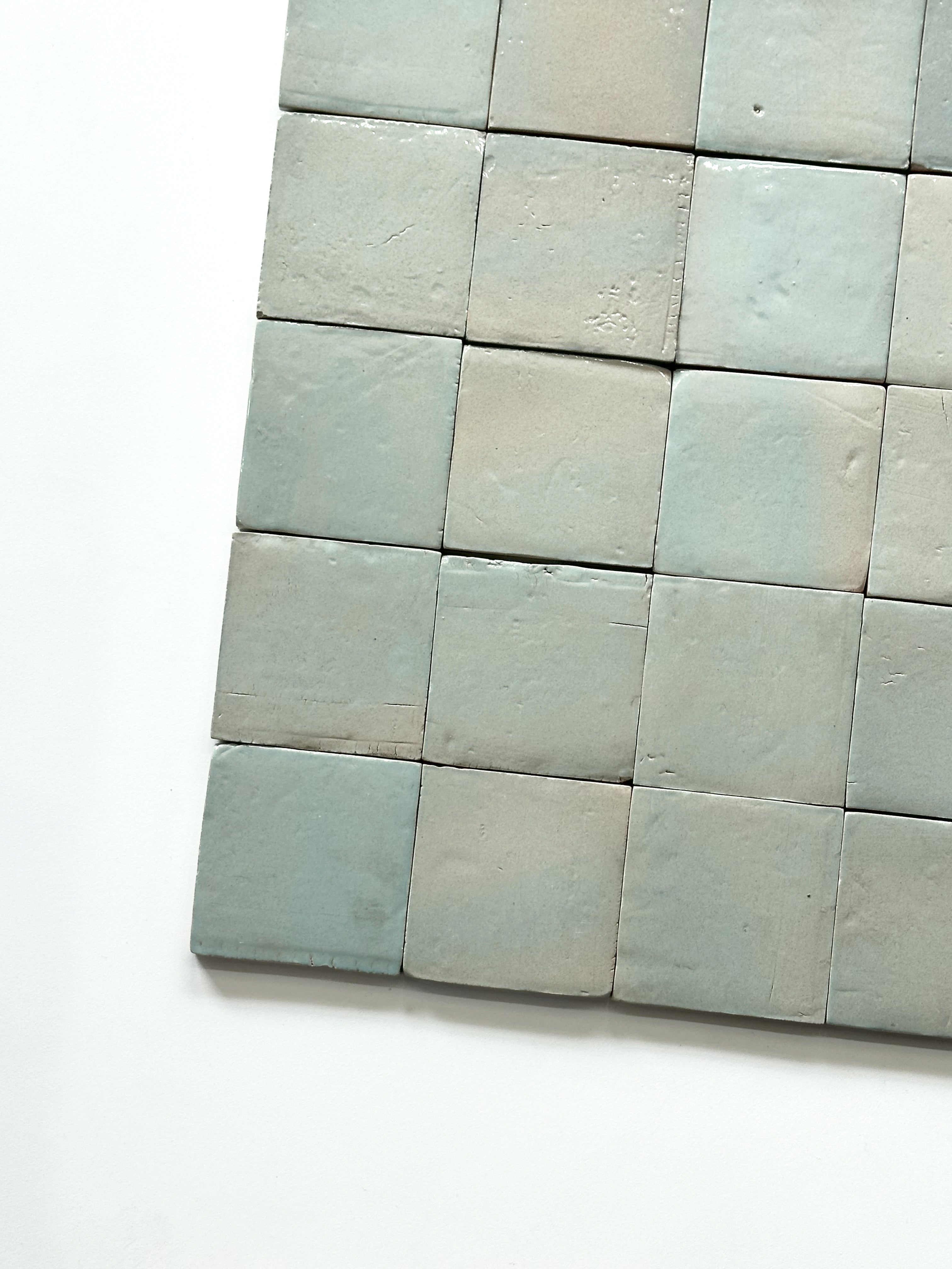 Handmade Aqua Blue Evelyn Zellige Tile 4x4 Inches (100x100x12mm) - Perfect for Kitchen Backsplash, Bathroom Walls & Moroccan-Inspired Home Decor