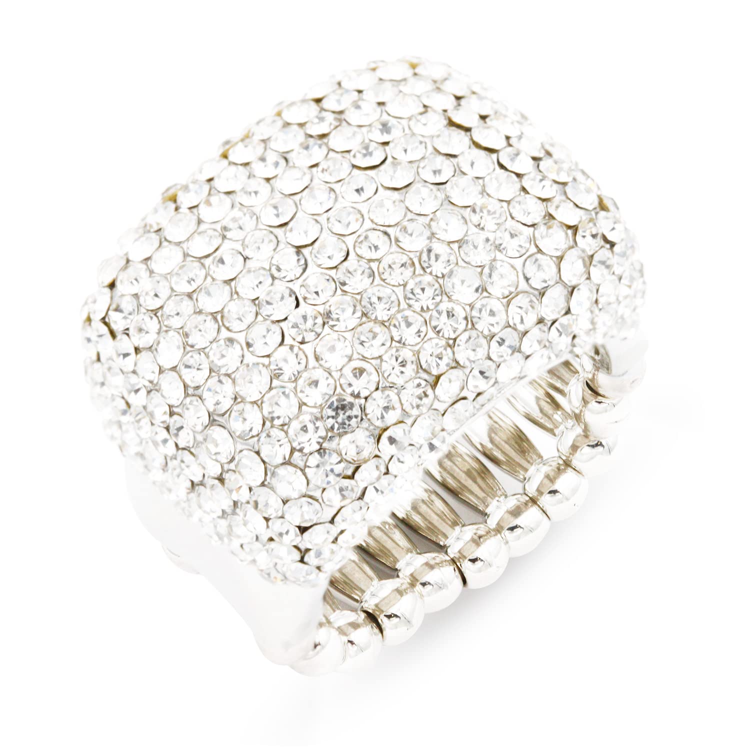 Luxury Half Cube Crystal Stretch Rings for Women - Adjustable Statement Jewelry for Parties, Weddings & Everyday Wear