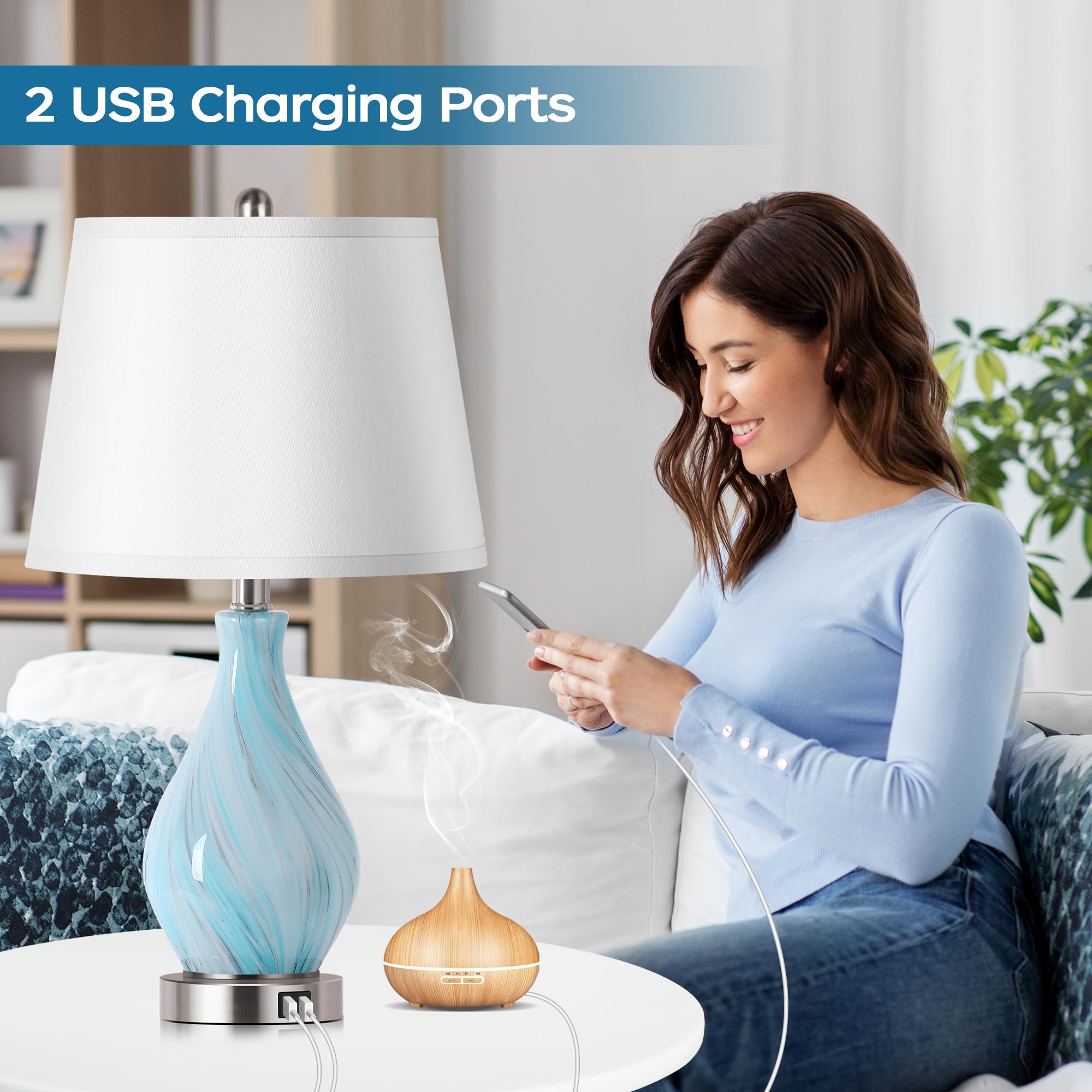 Modern Touch Control Accent Table Lamp Set of 2 - 22