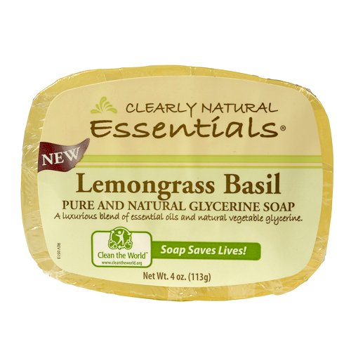 Clearly Natural Glycerin Bar Soap - Lemongrass & Basil Scented, 4 oz (Pack of 1) | Moisturizing, Vegan & Cruelty-Free | Perfect for Sensitive Skin, Daily Bath & Shower, Gift Sets