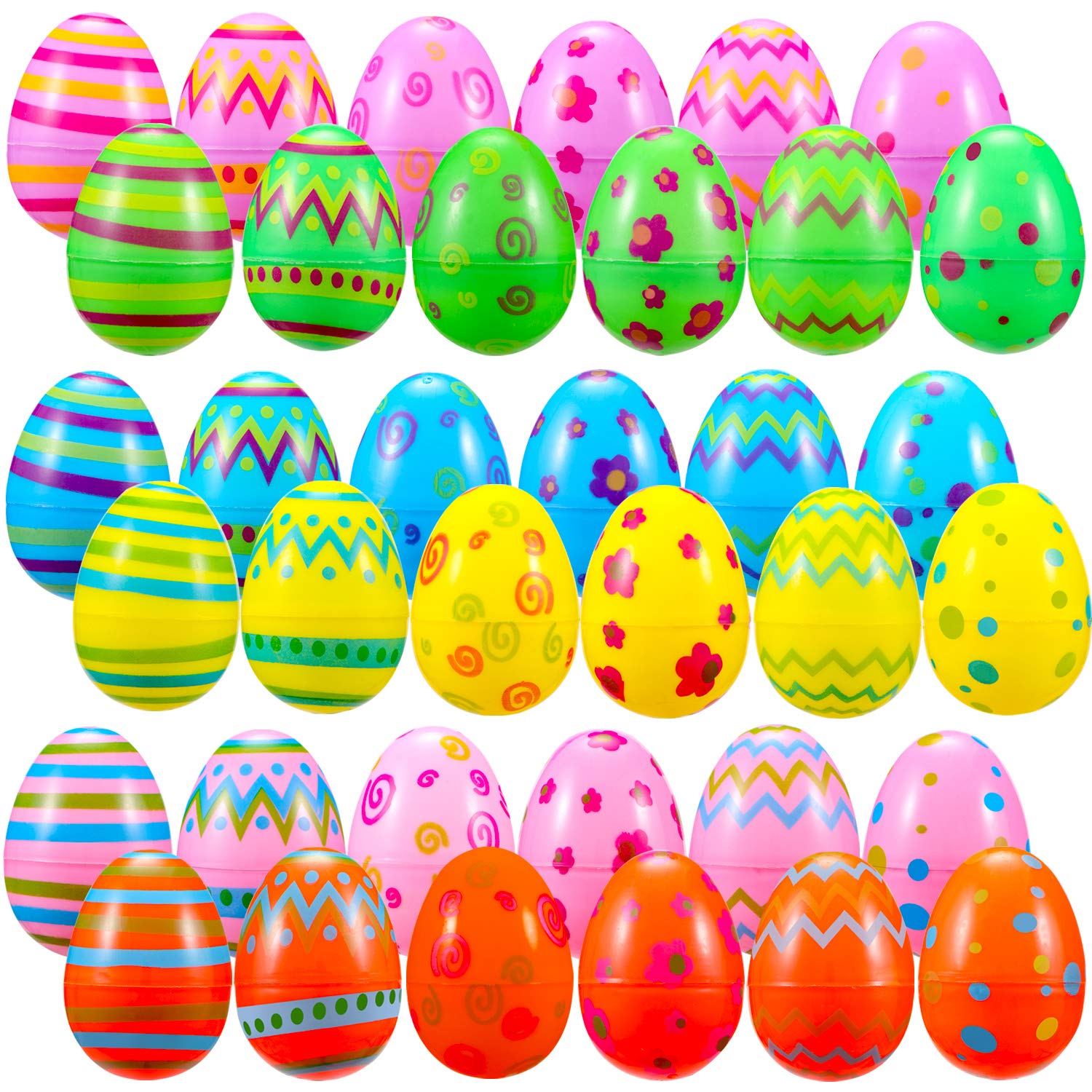 36 Pcs Plastic Printed Easter Eggs - 3.15