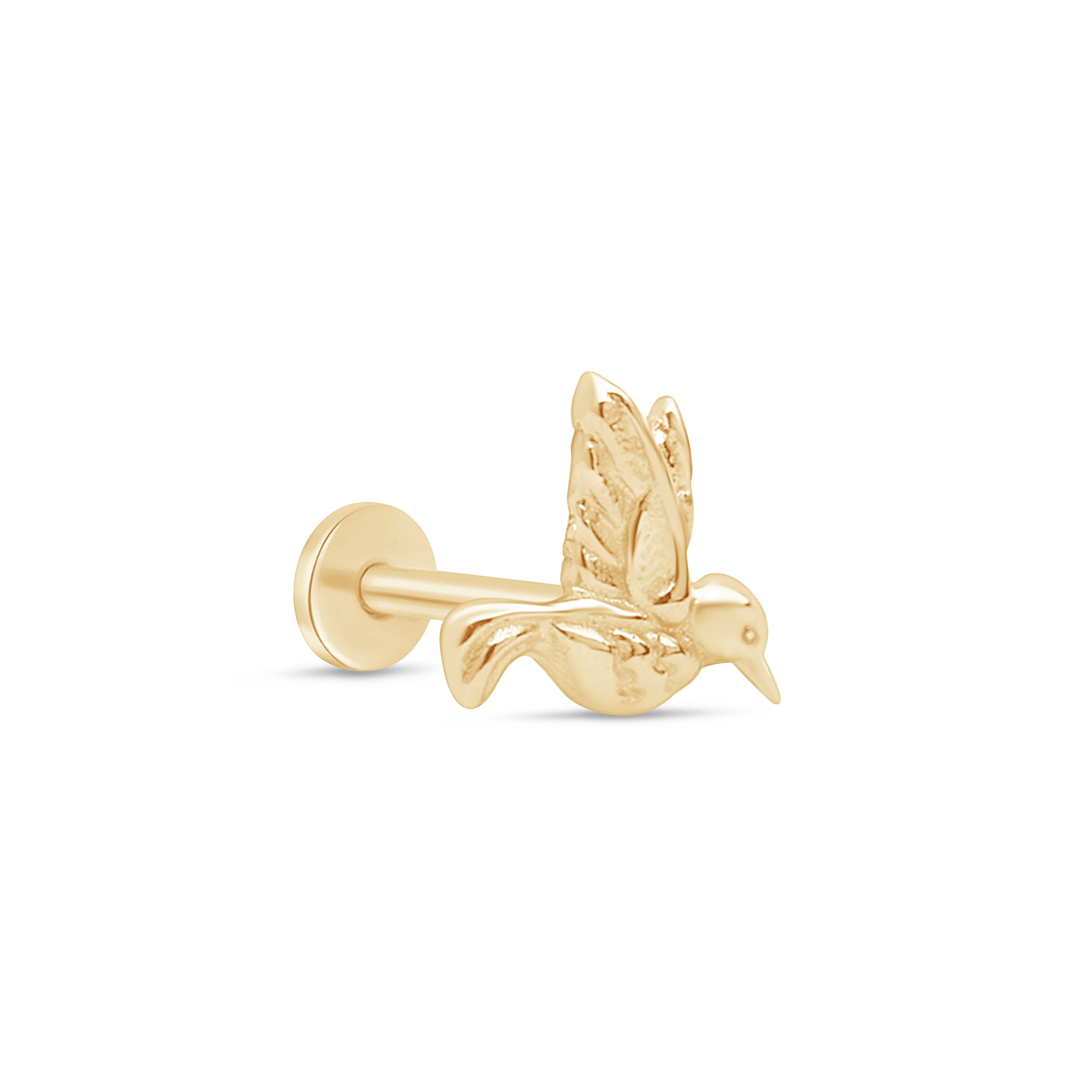 14k Yellow Gold Hummingbird Flat Back Stud Earrings - Dainty & Elegant Jewelry for Everyday Wear, Gifts & Special Occasions