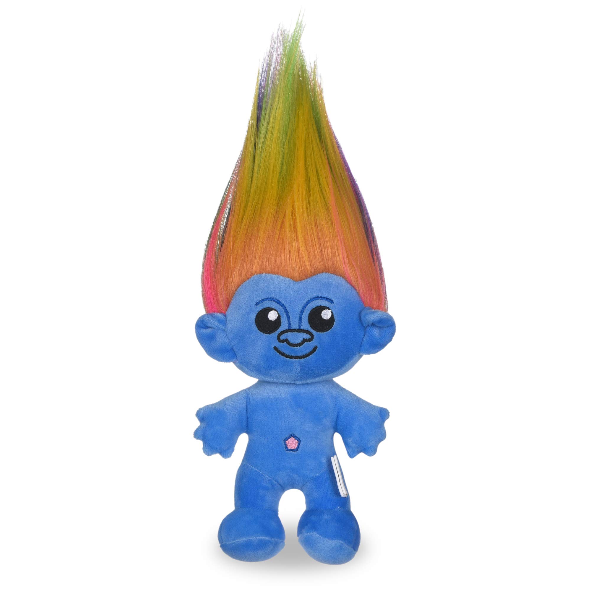 DreamWorks Trolls Plush Dog Toy with Squeaker - 6 Inch Rainbow Hair & Blue Body Soft Fabric Puppy Chew Toy | Perfect for Playtime, Training Rewards & Cuddling | Trolls Movie Inspired Pet Gift