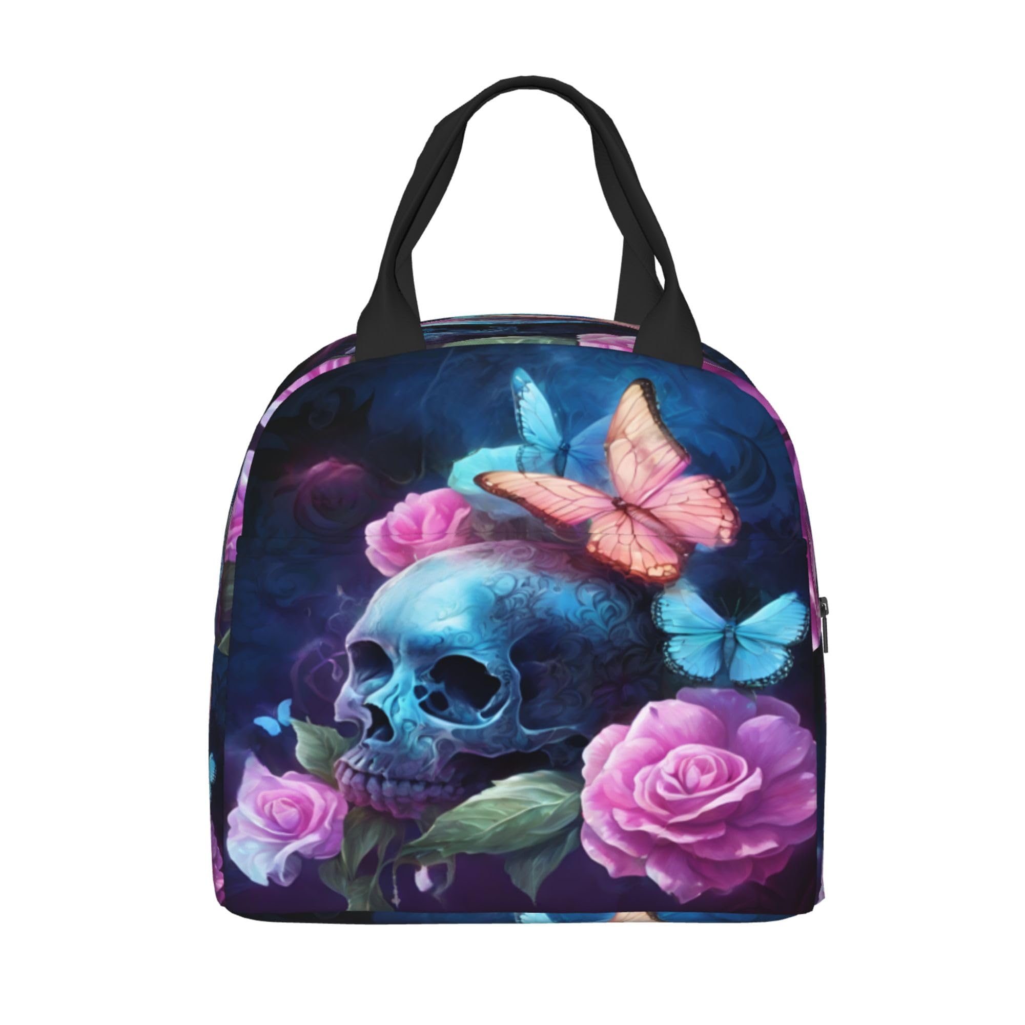 Skull Butterfly Insulated Lunch Box - Reusable Thermal Lunch Bag for Women & Men, Perfect for Office, Camping, Hiking, Picnic, Beach & Travel | Great for Work, School, Outdoor Adventures & Daily Commute
