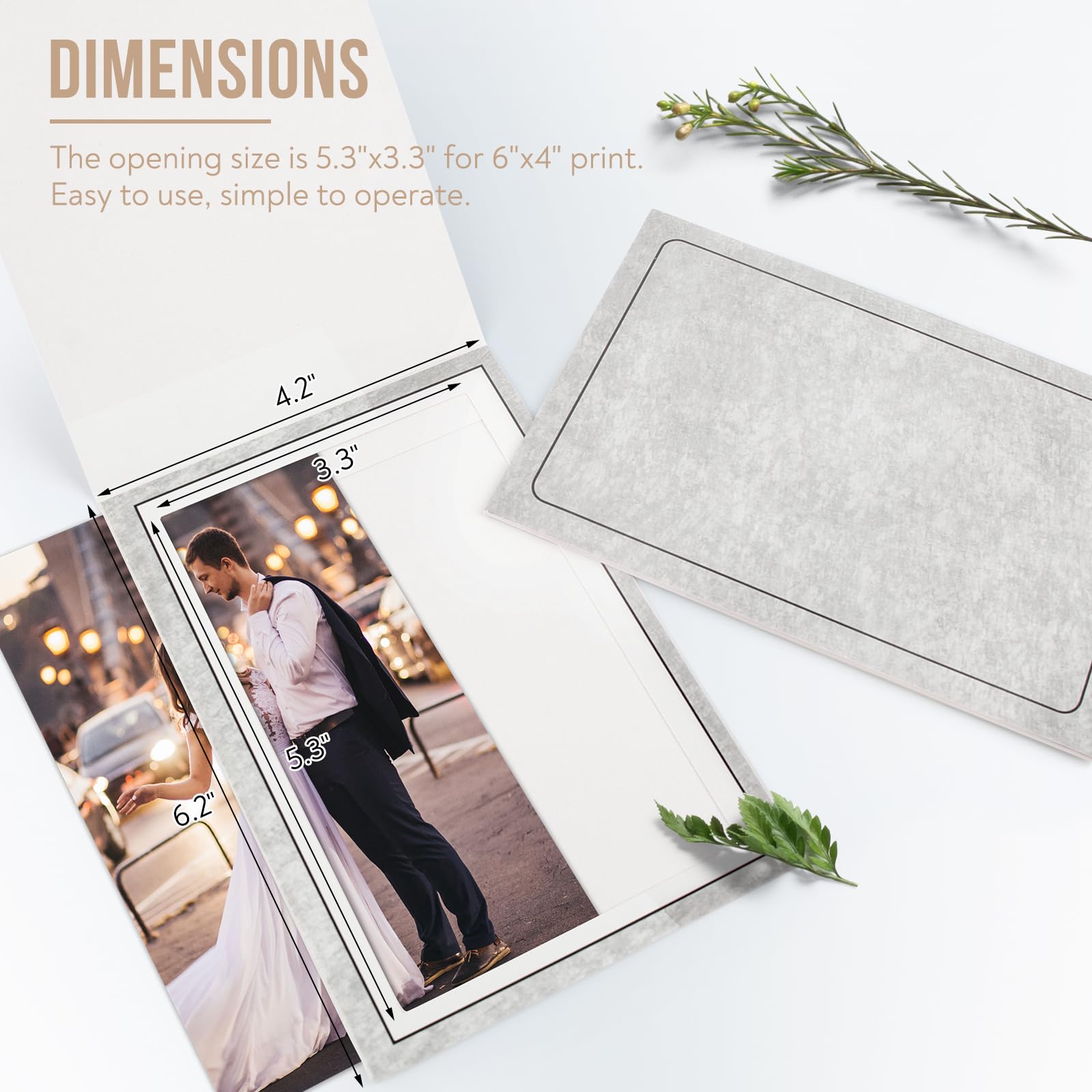 Golden State Art 100-Pack 4x6 or 6x4 Photo Folders - Cardboard Picture Frames & Paper Frame Cards for Greetings, Invitations - Perfect for Graduation, Christmas, Wedding Events (Grey) | Display Memories & Celebrate Special Occasions