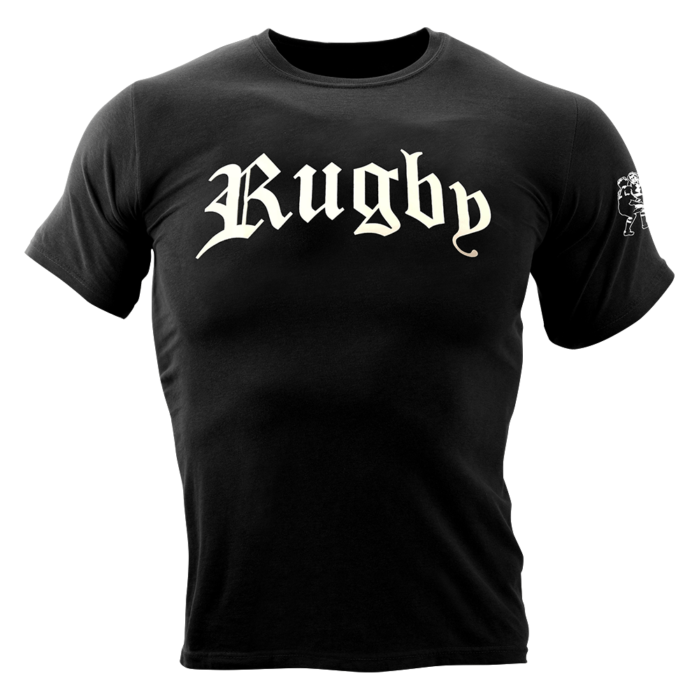 Elegant Violence Rugby Skull Graphic T-Shirt for Men - Gothic Punk Streetwear & Sports Fan Apparel