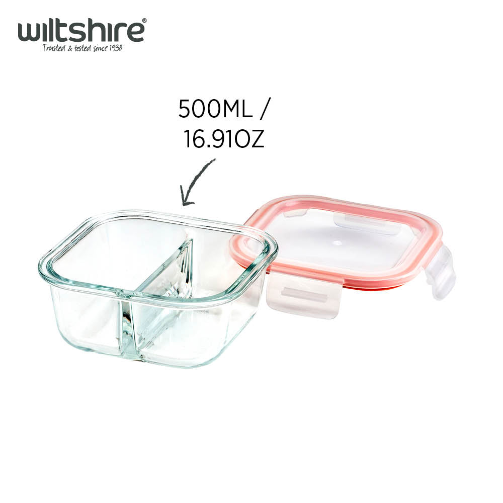 Premium Glass Food Storage Containers with Dividers - 500ml Square Meal Prep Containers for Lunch, Leftovers & Portion Control | BPA-Free, Microwave & Dishwasher Safe
