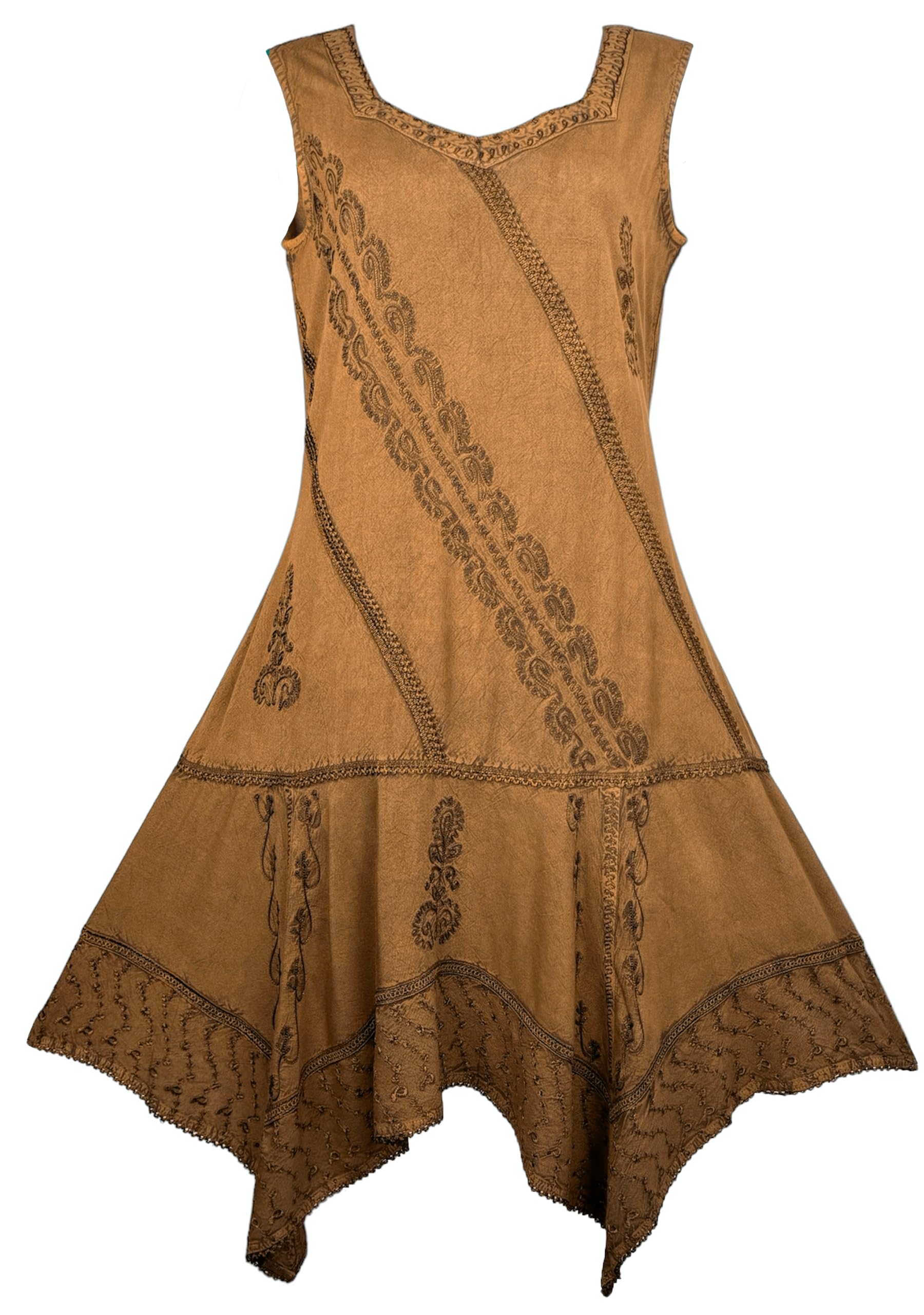 Agan Traders 2025 Spring Asymmetrical Hem Sleeveless Formal Dress - Women's Boho Peasant Embroidered Long Maxi Dresses for Weddings, Parties & Special Occasions