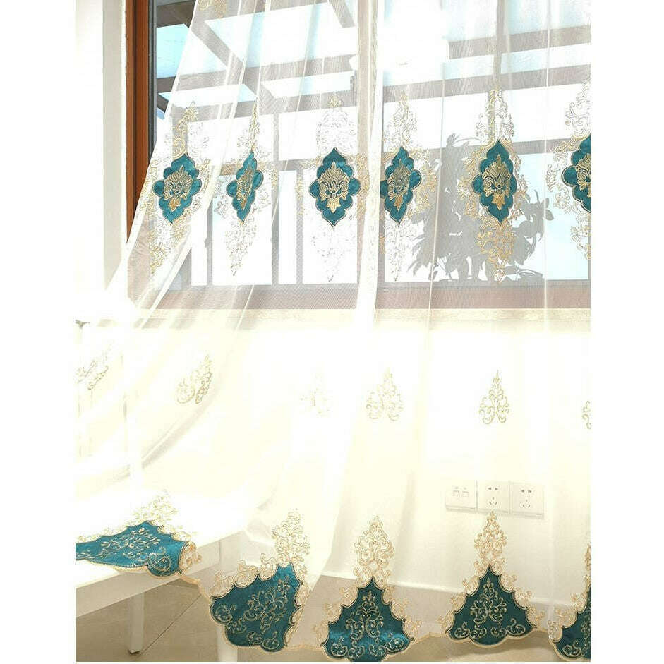 Brittany Velvet Embroidered White Sheer Teal Dress - Elegant Evening Gown for Weddings, Parties & Special Occasions