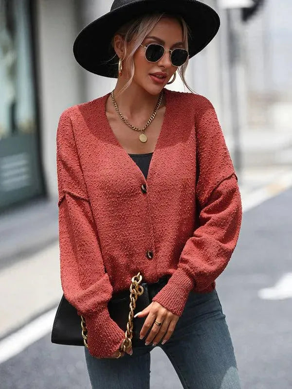 Women's V-Neck Button Cardigan Sweater - Soft & Stylish Knitwear for Casual Wear, Office & Layering