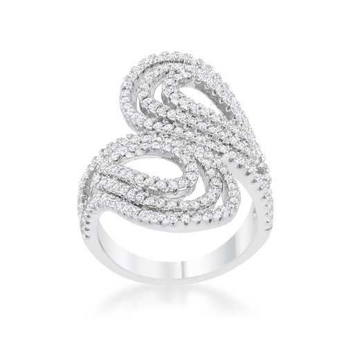 1ct CZ Rhodium Plated Pave Circle Ring for Women - Elegant Cubic Zirconia Wedding Band, Anniversary Gift, Party Jewelry