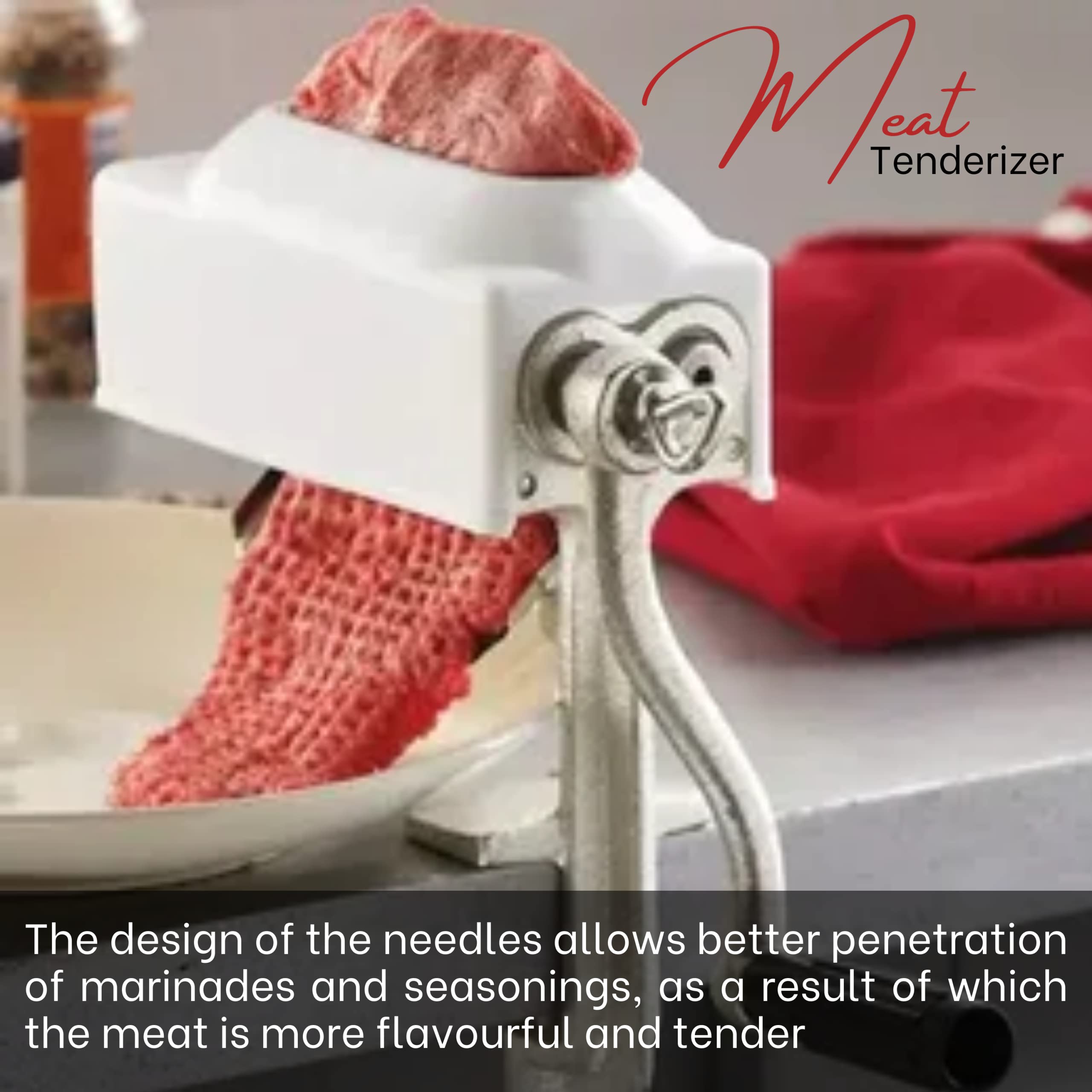 Heavy Duty Manual Meat Tenderizer - Professional Steak Flattening Tool with Clamp-on Design for Beef, Chicken & Pork | Perfect for Restaurants, Butcher Shops & Home Cooking