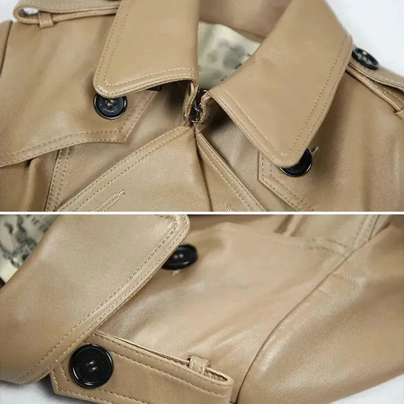 Fashionable Women's Leather Coat - Elegant & Stylish Outerwear for Fall & Winter - Perfect for Office, Dating & Casual Outings