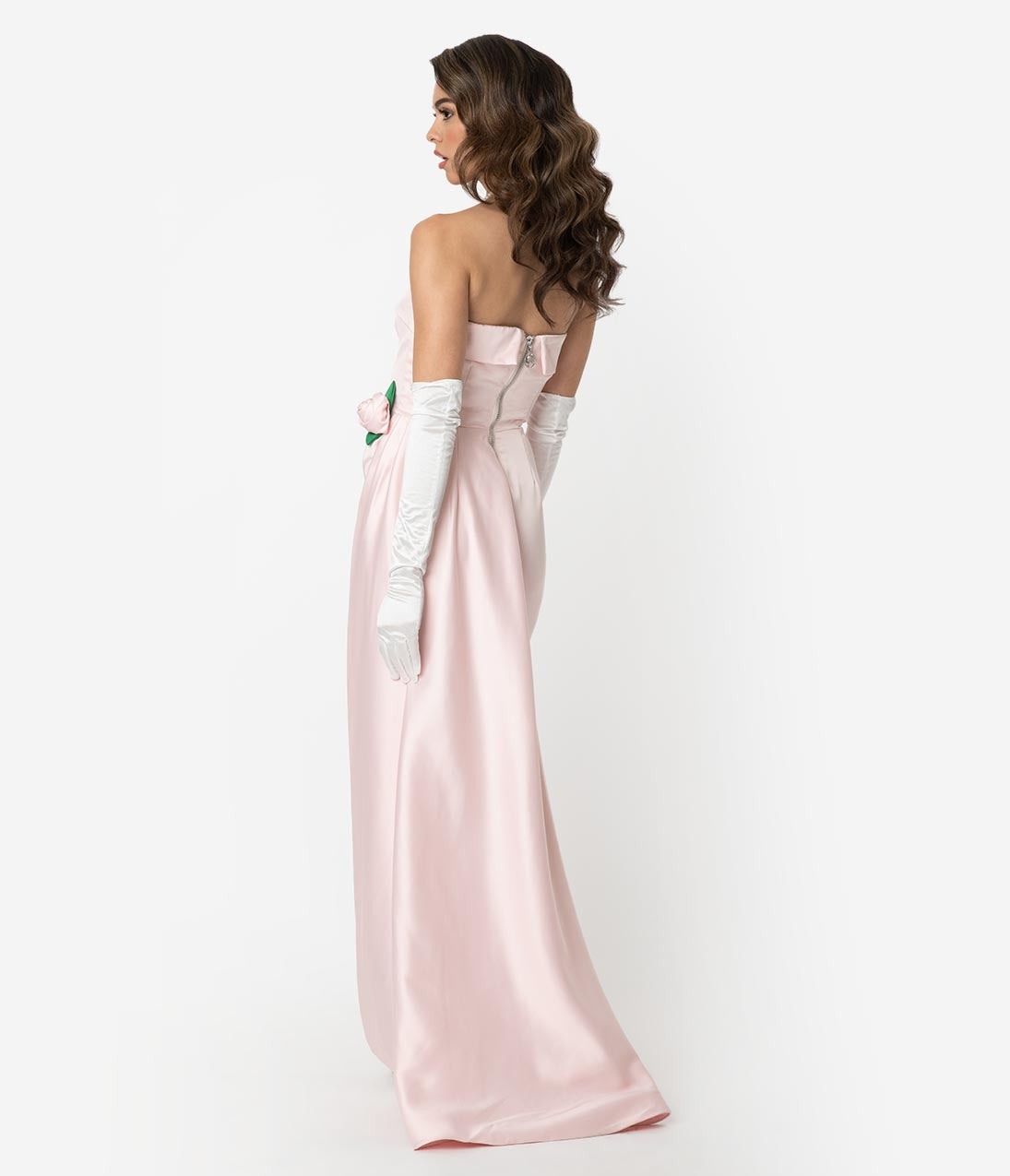Barbie™ x Unique Vintage Pink Satin Strapless Enchanted Evening Gown - Elegant Prom Dress for Women | Perfect for Weddings, Galas & Special Occasions