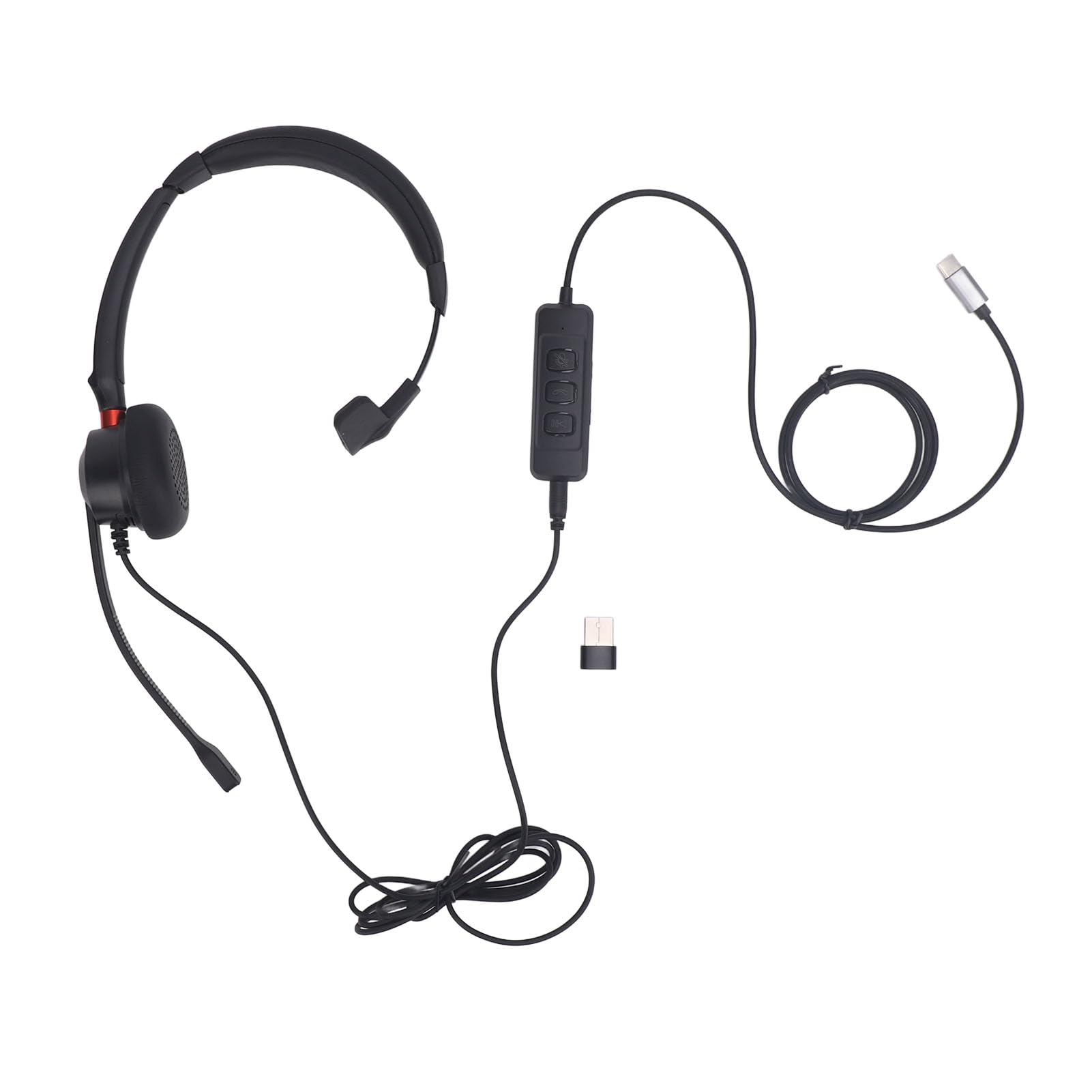 Noise Cancelling Office Headset with USB-C & USB - Ultra Comfortable Hands-Free Headphones for Clear Calls on Smartphone, PC & Laptop - Perfect for Remote Work, Online Meetings & Customer Service