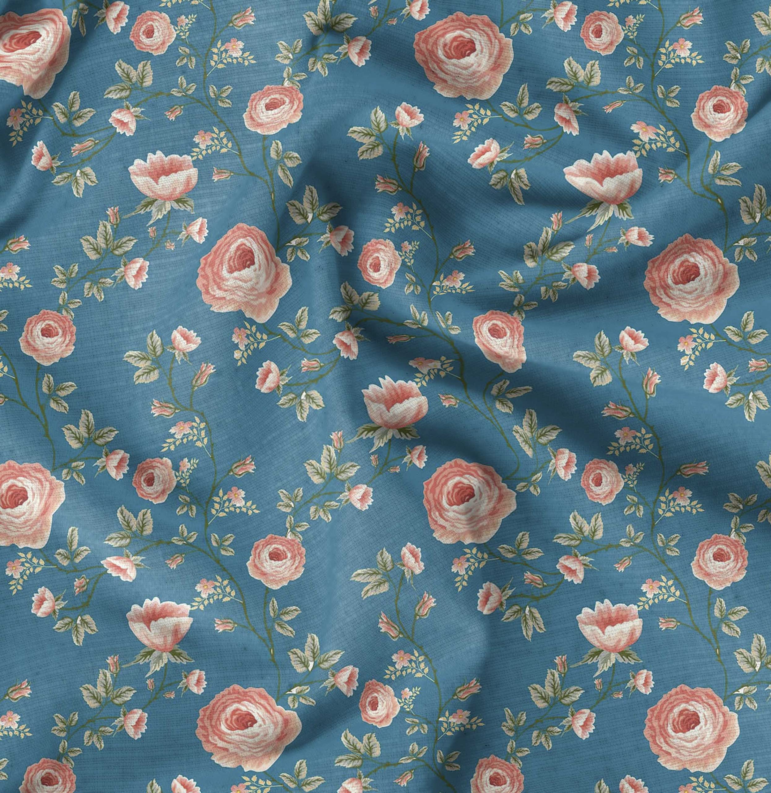 Soimoi Moss Georgette Brown Fabric by The Yard - 42 Inch Wide Floral Printed Fabric with Delicate Flower & Leaf Patterns for Dresses, Curtains, DIY Crafts & Home Decor Projects