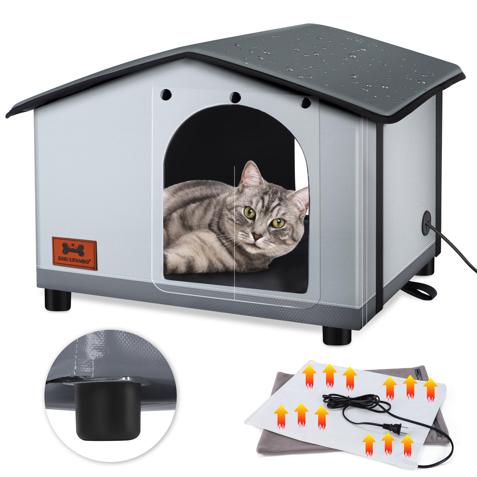 **Insulated Heated Cat House for Indoor & Outdoor Use - Weatherproof Winter Shelter with Heated Pad for Feral Cats & Small Dogs (20