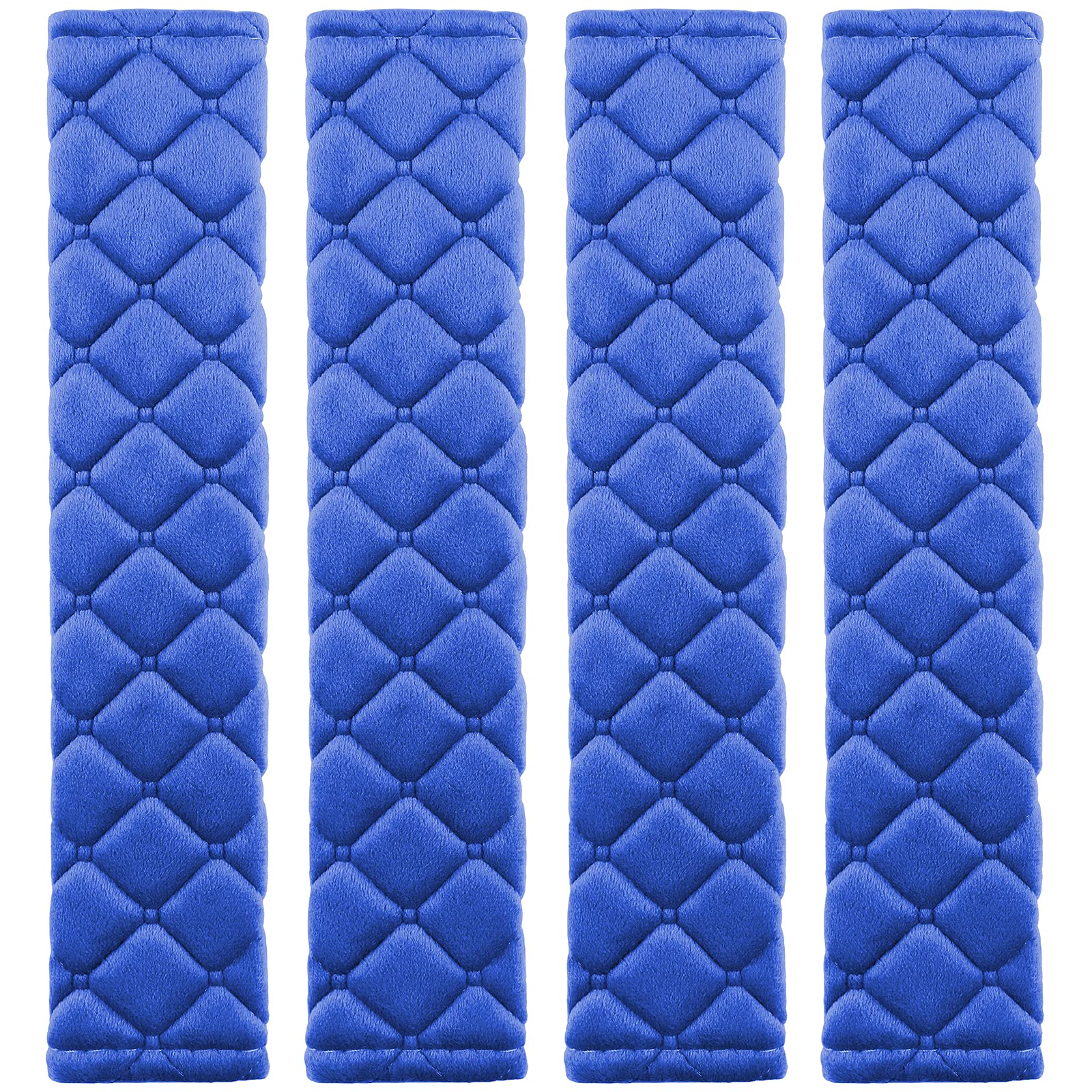 MIKAFEN 4 Pack Universal Car Seat Belt Pads - Soft Comfort Shoulder Strap Covers for Adults - Protects Neck & Shoulder from Rubbing - Ideal for Long Drives, Road Trips & Daily Commute (Blue, 4 Pack)