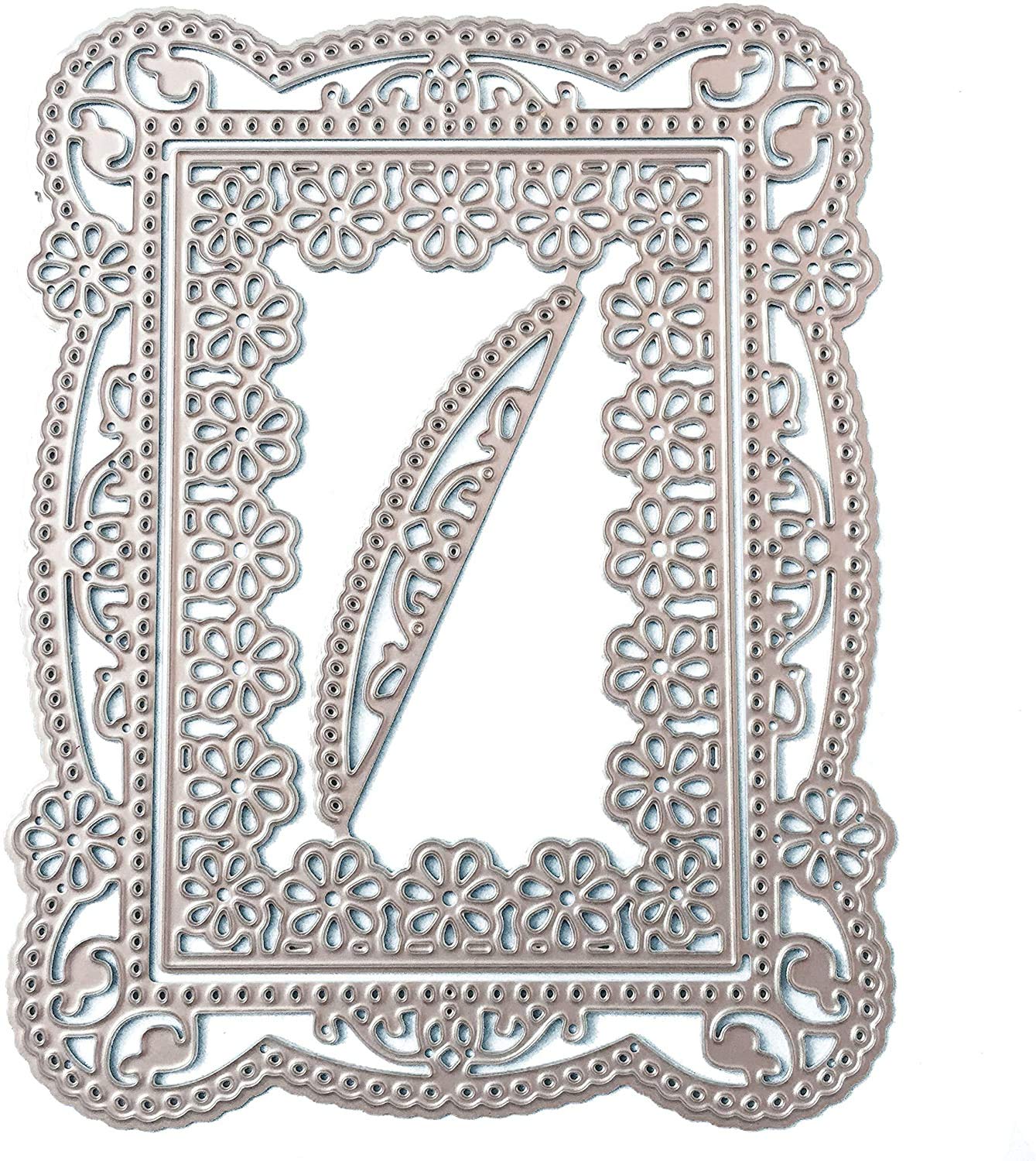 Flower Metal Die Cut Stencils for Wedding Invitations, DIY Scrapbooking, Card Making & Paper Crafts - Square Lace Border Embossing Dies for Photo Albums, Invites & Decorative Projects - Perfect for Handmade Greeting Cards, Memory Books & Craft Supplies