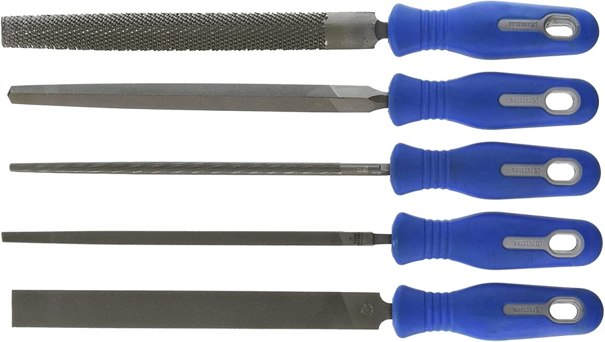 Tom Fteira EMSET5 8-Inch File Cut Set - 5 Piece High Carbon Steel Files for Metalworking, Woodworking & DIY Projects