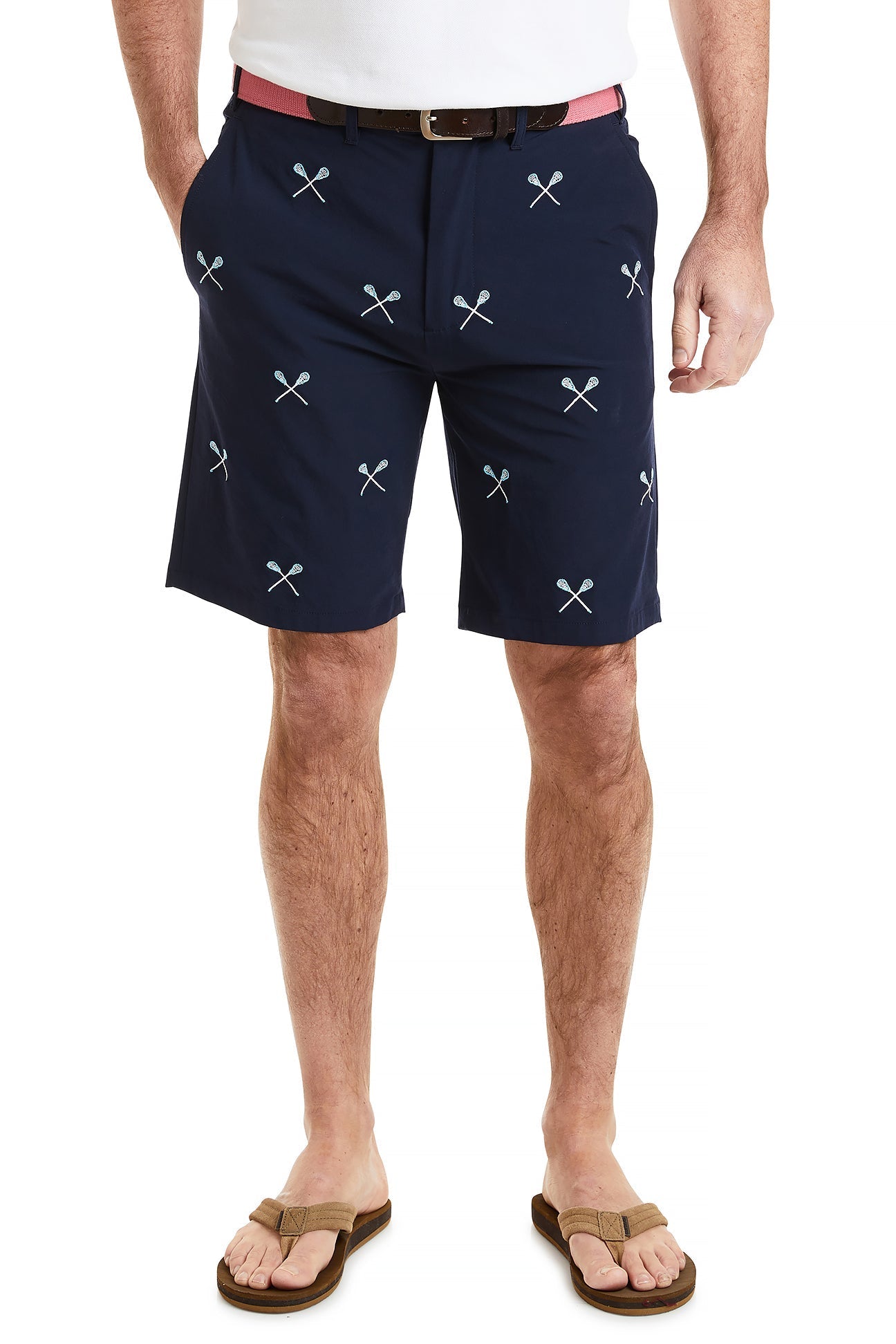 ACKformance Performance Shorts - Nantucket Navy with Lacrosse Stick Design | Breathable Athletic Shorts for Men | Perfect for Lacrosse Training, Gym Workouts & Casual Wear