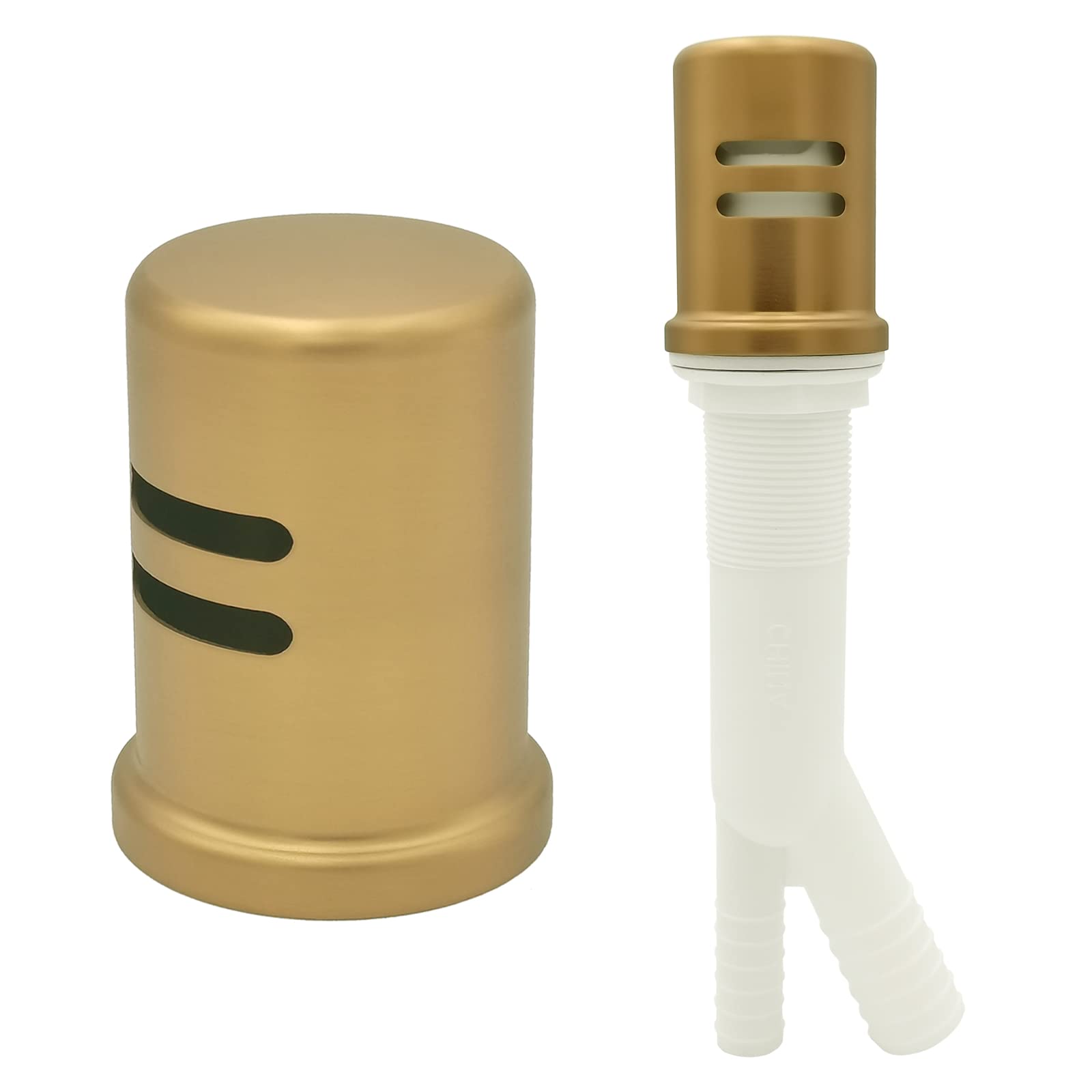 Premium Solid Brass Dishwasher Air Gap Kit with Gold Cover & Matching Escutcheon - Brushed Gold Finish Replacement for Dishwashers | Perfect for Kitchen Renovations & Modern Plumbing Installations