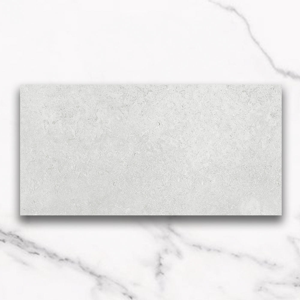 Premium Kronos White 300x600mm Porcelain Tile - Matte Travertine Look Ceramic Wall & Floor Tile for Bathroom, Kitchen & Living Room Renovation