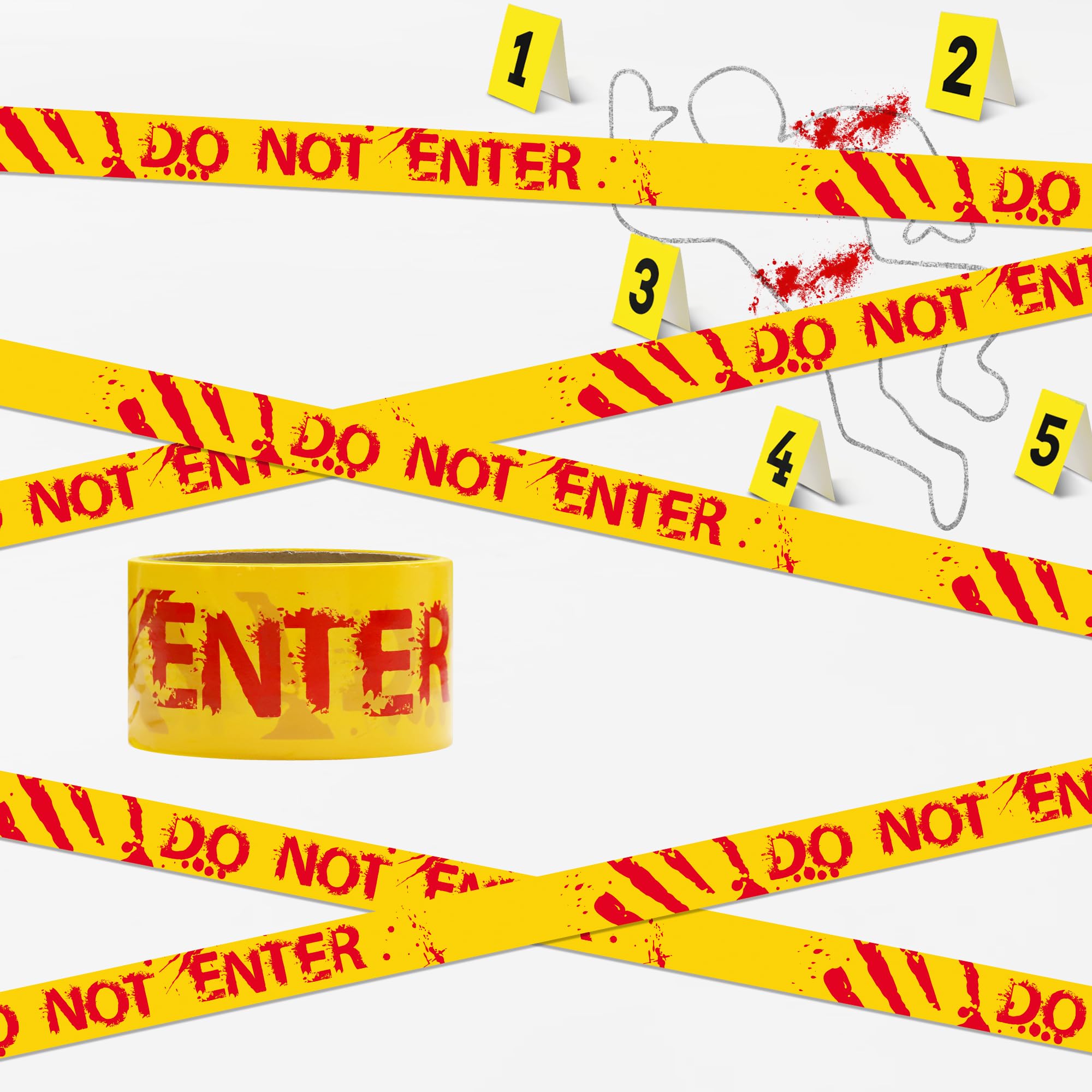 Halloween Caution Tape Decorations - 2 inch x 100 FT Scary Do Not Enter Barrier Tape for Indoor/Outdoor Zombie Party, Haunted House, and Spooky Door Decor - Perfect for Halloween Parties, Yard Displays, and Haunted Trail Markers