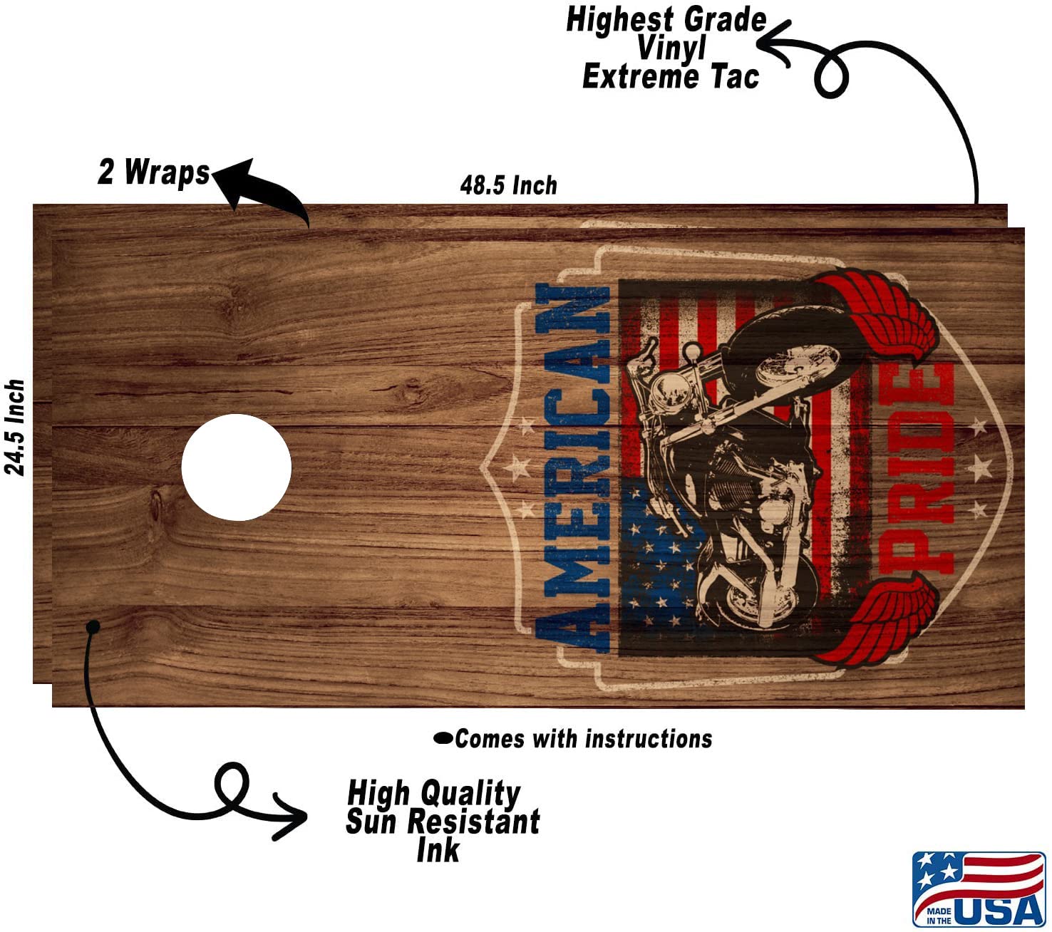 Premium Cornhole Board Wraps & Decals Set of 2 - Customizable Cornhole Skins & Durable Board Covers for Outdoor Games, Tailgating, Backyard Parties & Cornhole Tournaments