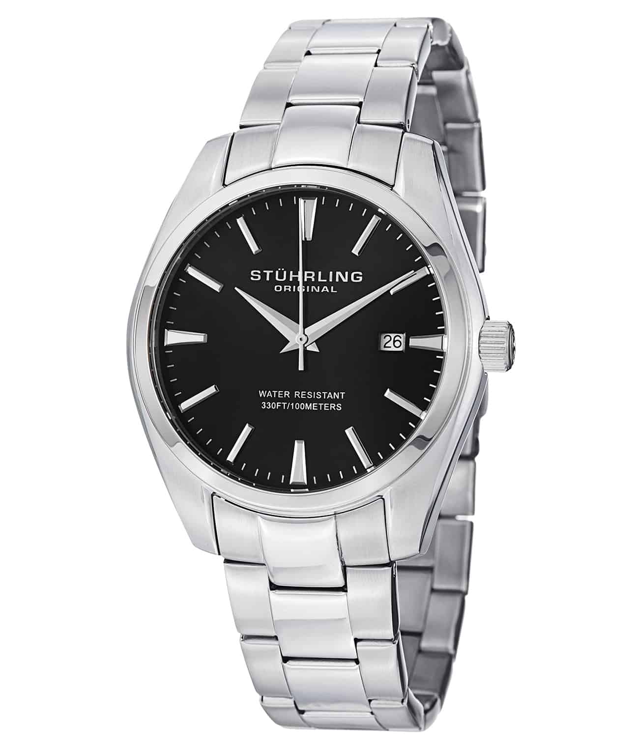 Black Dial / Silver Case / Silver Stainless Steel Bracelet Deployant Buckle