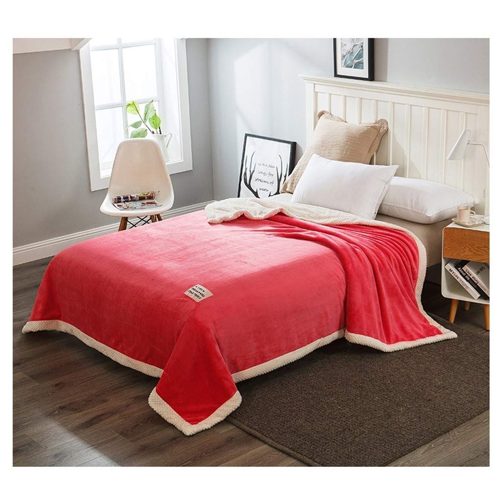 ACCDUER Large Flannel Fleece Blanket - Ultra Soft & Warm Twin Size Microfiber Throw - 200x230cm Cozy Pink Blanket for Bed, Sofa, Camping & Winter Nights