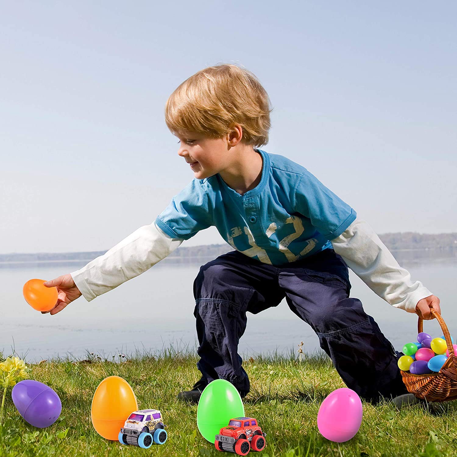 JOYIN 12-Piece Easter Egg Set with Pull-Back Monster Trucks - Fun Easter Basket Stuffers, Egg Hunt Prizes & Classroom Rewards for Kids - Perfect for Easter Parties, School Events & Holiday Gift Giving